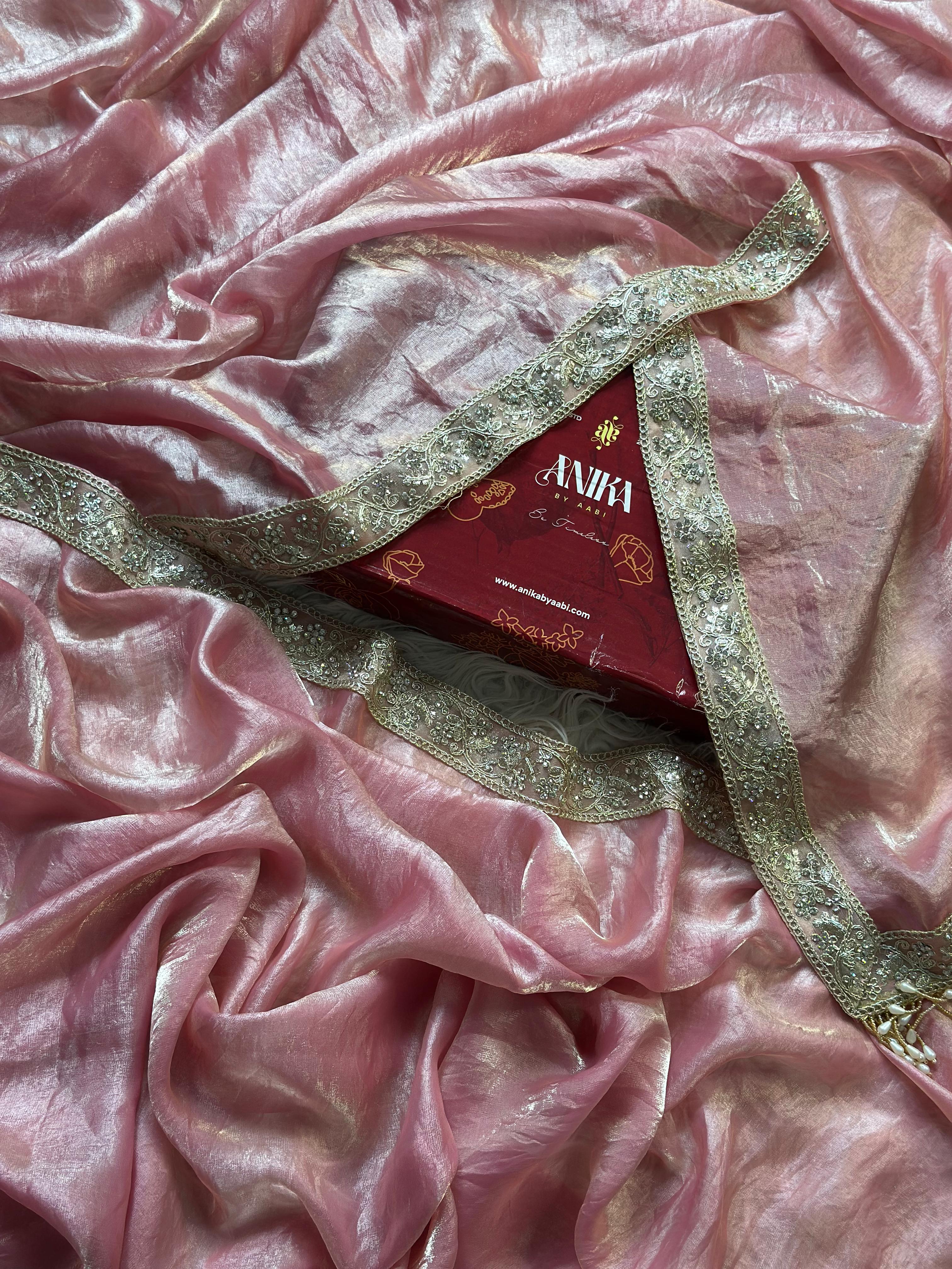 CHAKRA - GLASS TISSUE SILK SAREE | BABY PINK