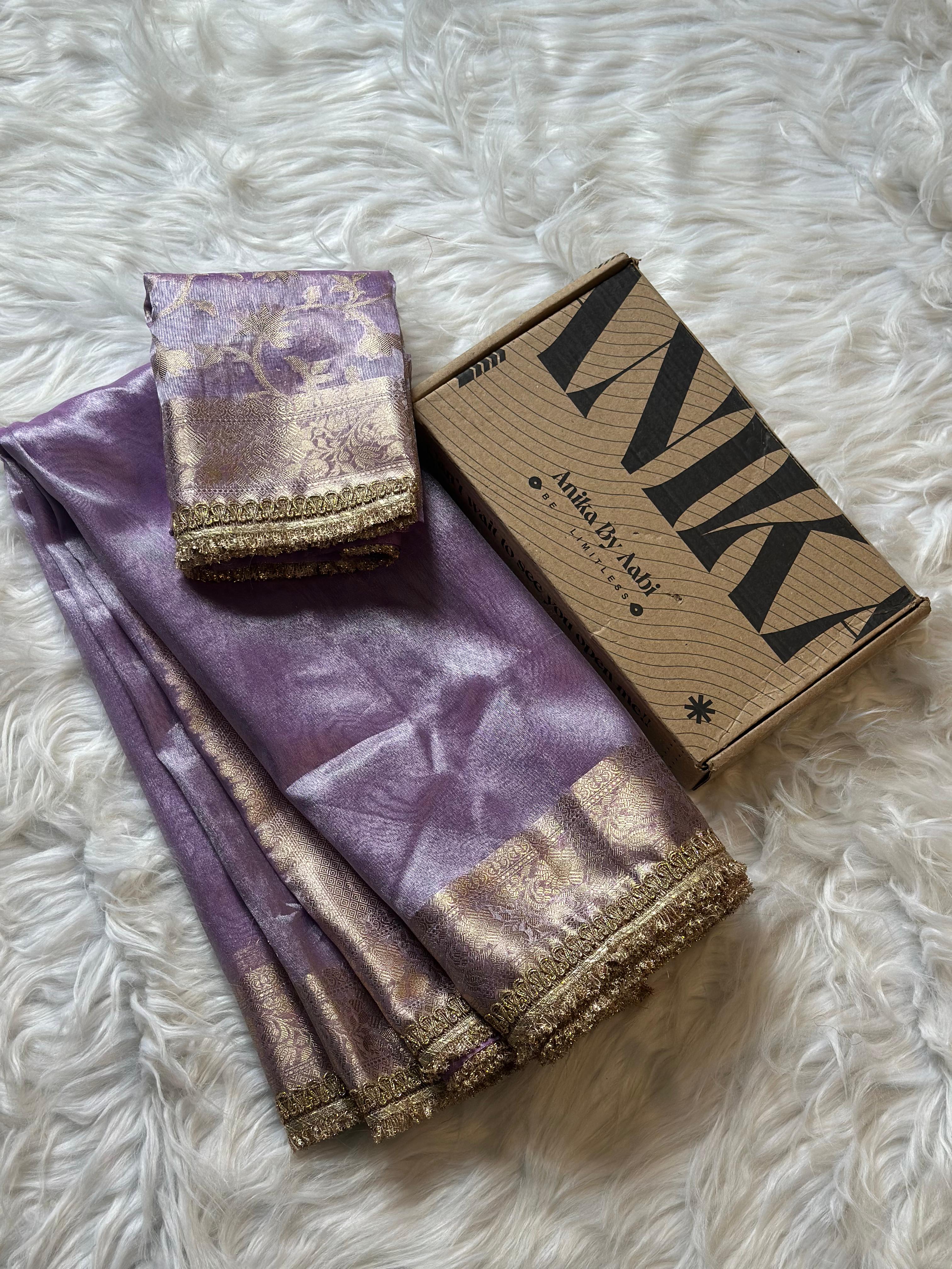 TISSUE LACE SAREE - ANIKA'S BANARASI - LILAC