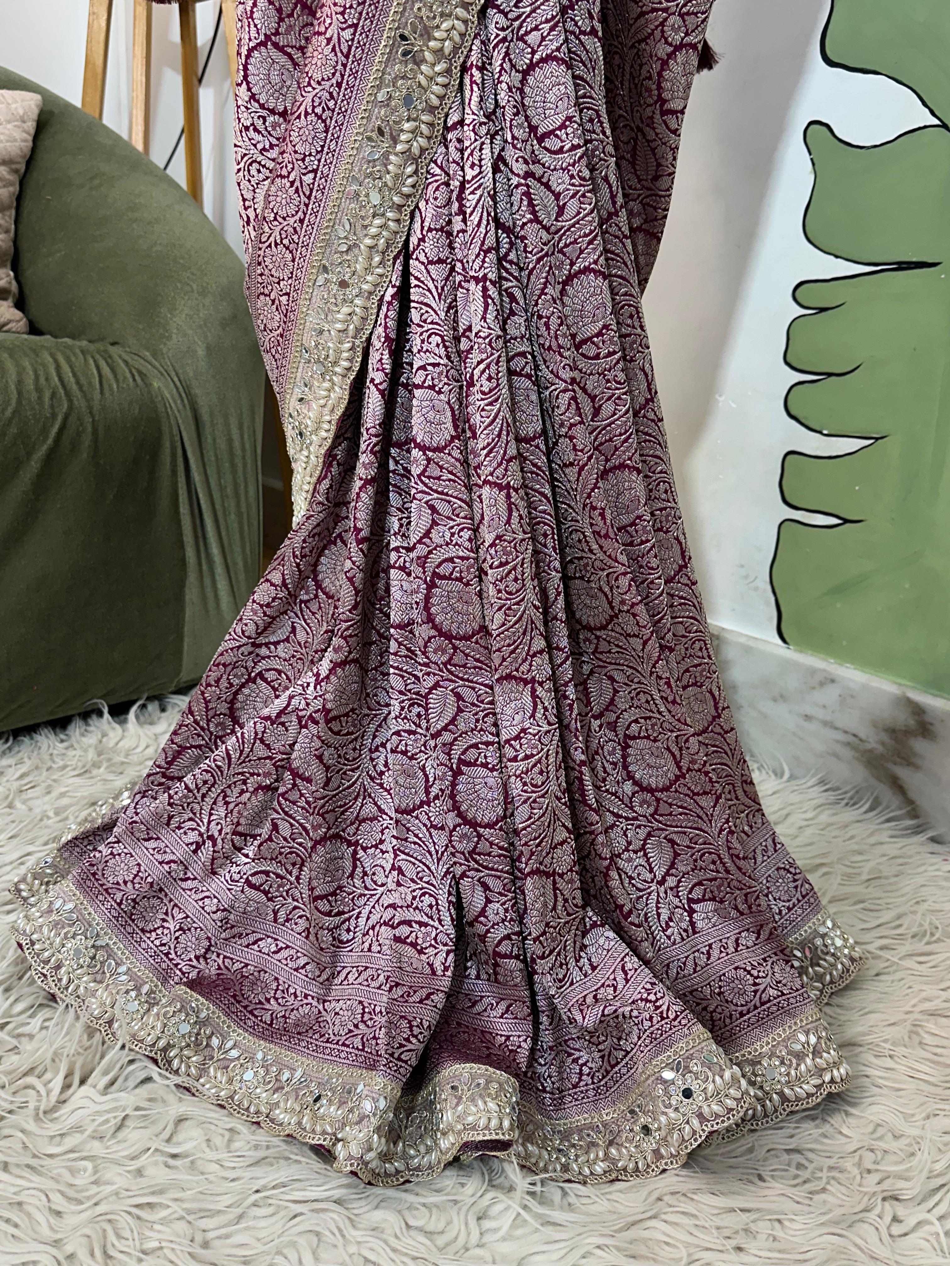 MATHURI - BANARASI MUSHRO SILK SAREE - MAGENTA
