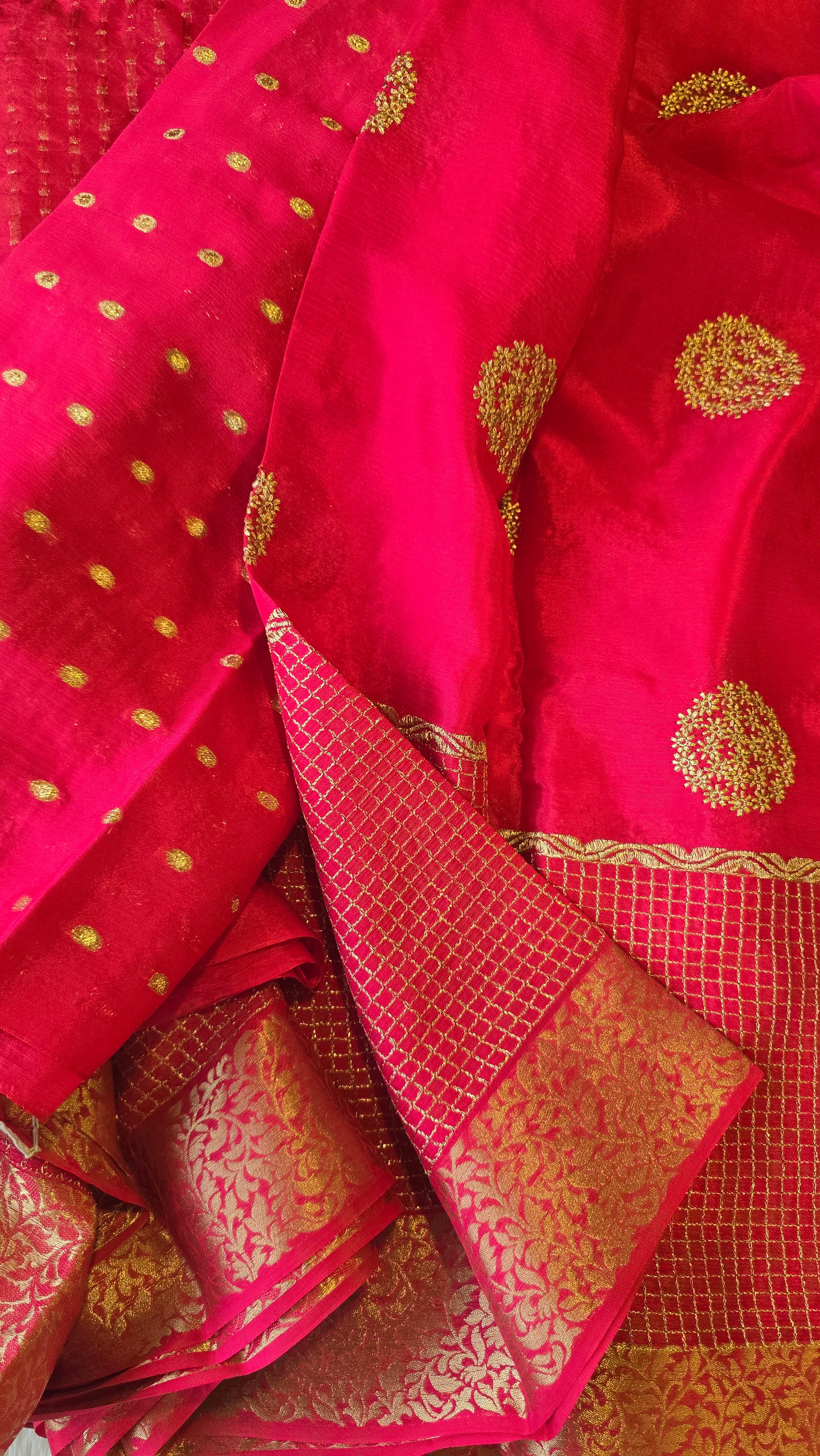 CHINON SILK SAREE-RANIPINK