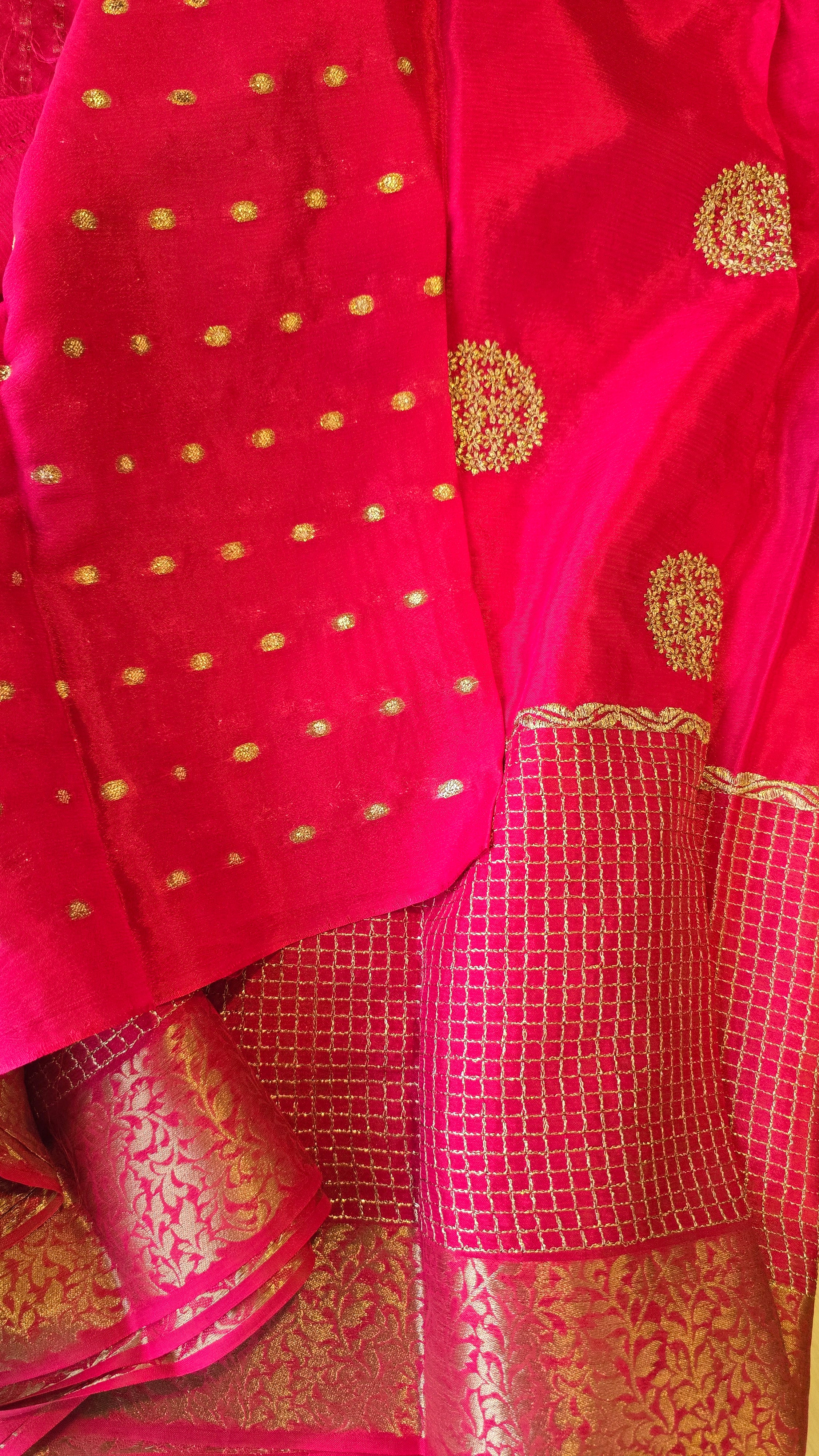 CHINON SILK SAREE-RANIPINK