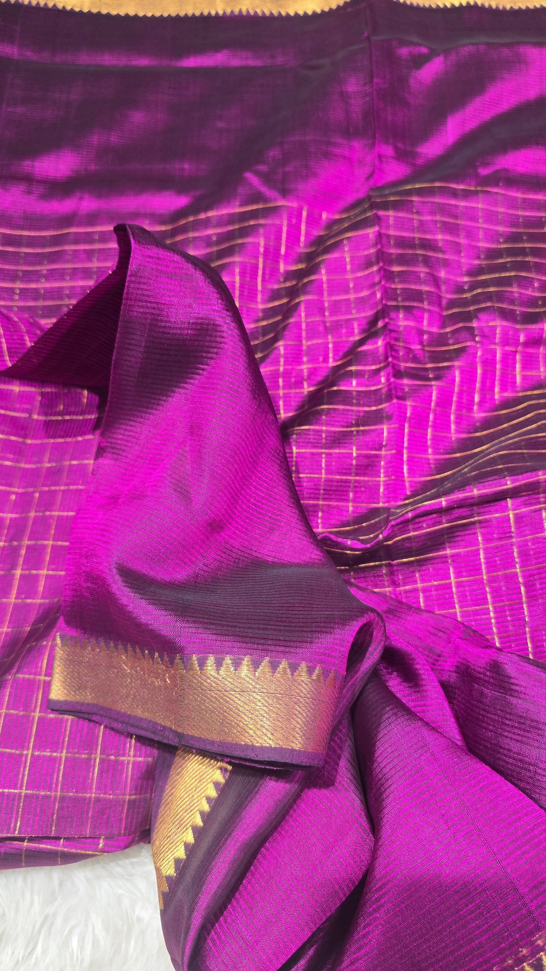 Anika's Handloom Mangalagiri pure silk saree - Purple