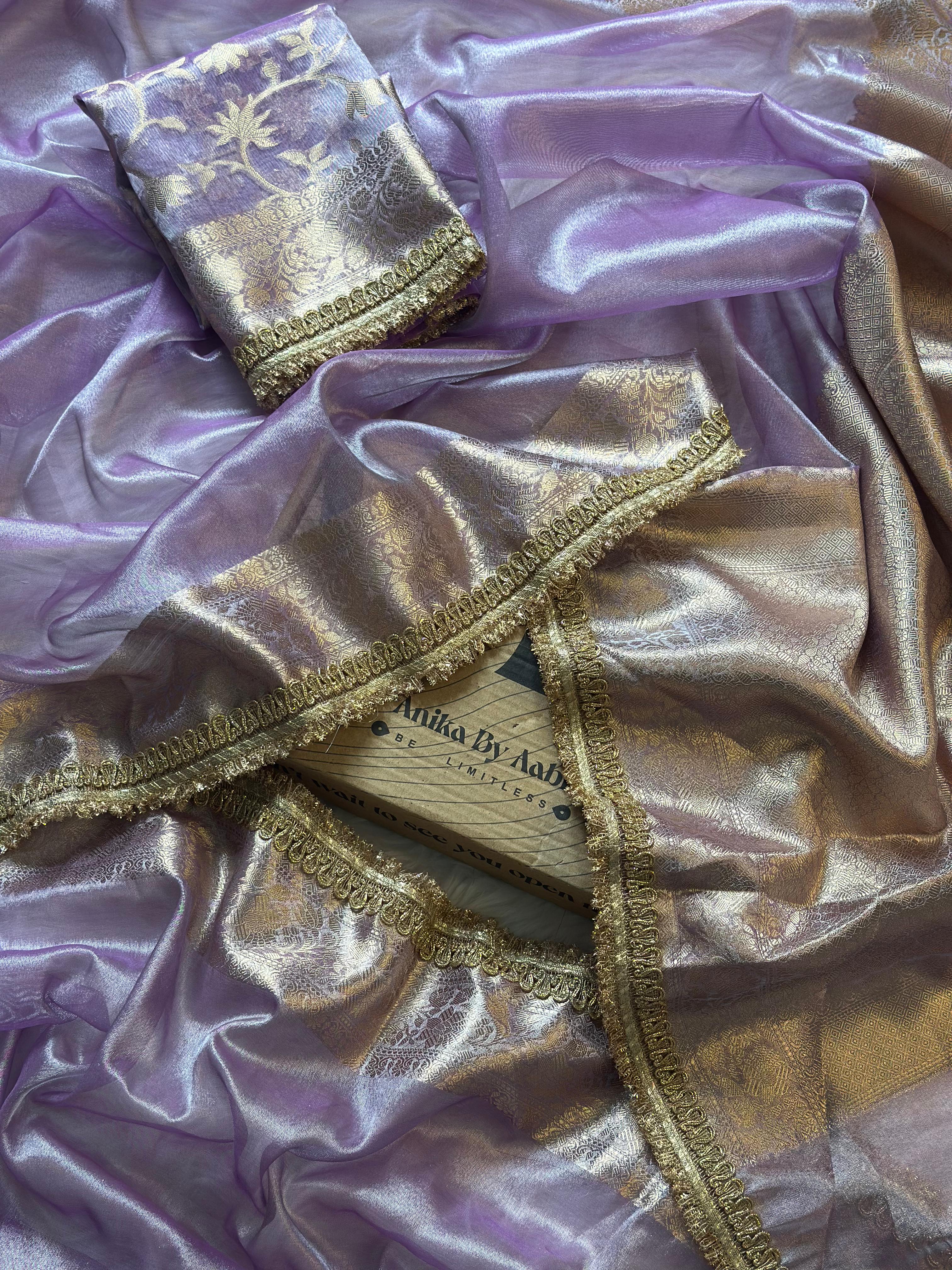 TISSUE LACE SAREE - ANIKA'S BANARASI - LILAC