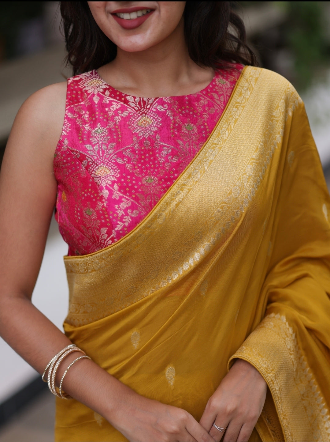 Anika's Banarasi munga soft silk saree  Yellow Delight - ANAYA A261