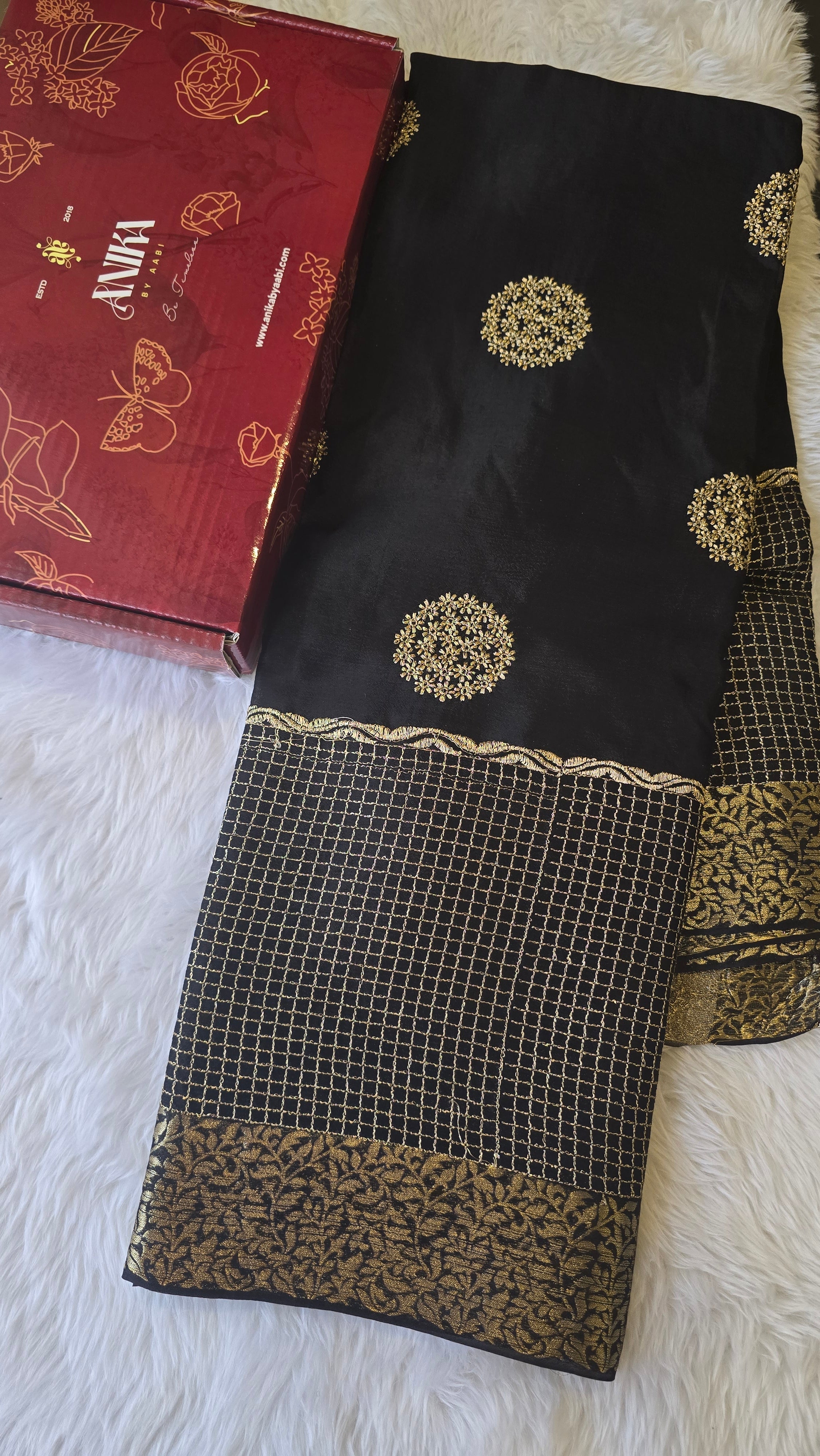 CHINON SILK SAREE-BLACK