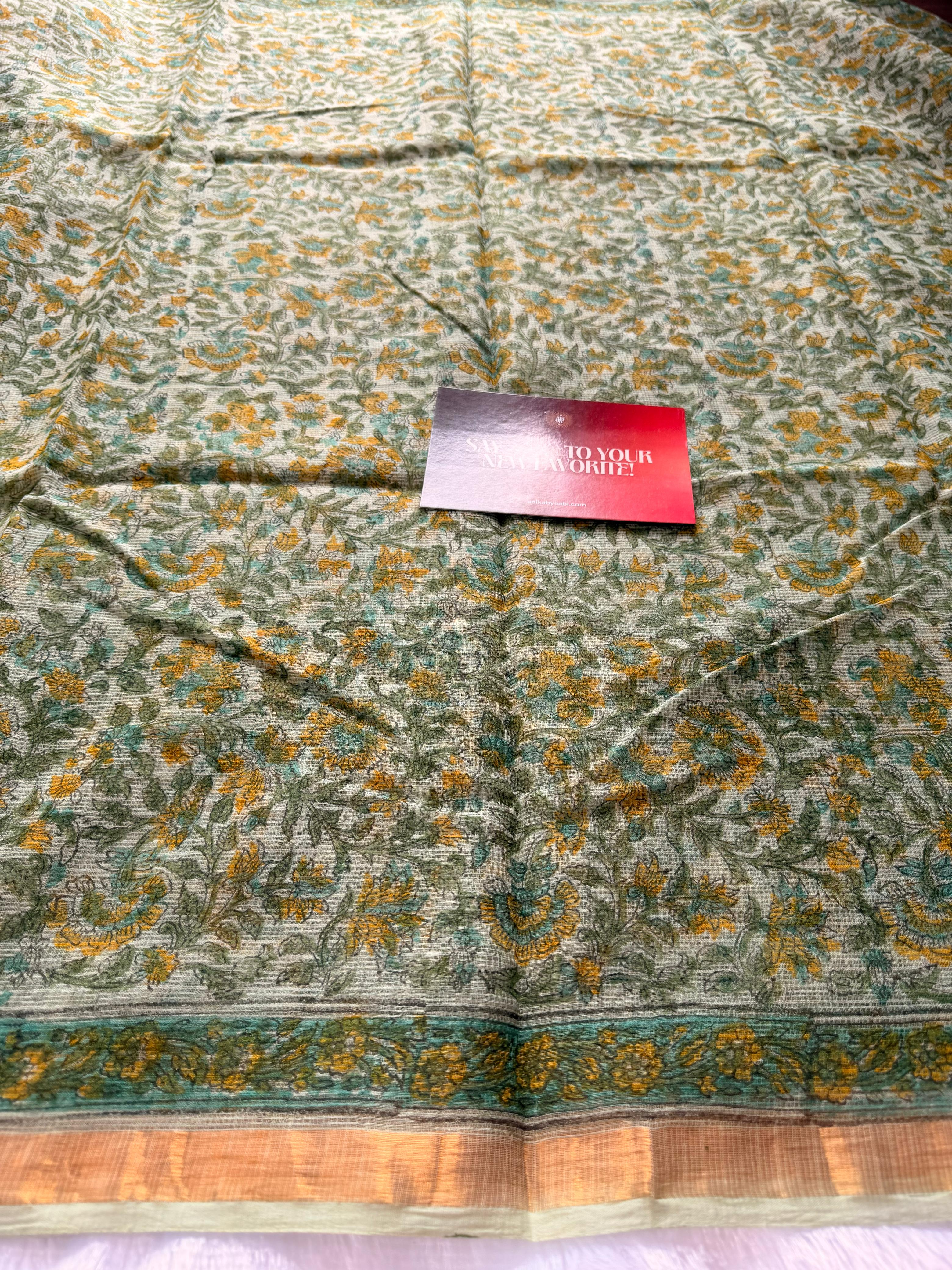 Pure Kota Cotton Heritage Floral Saree – Sage Heritage