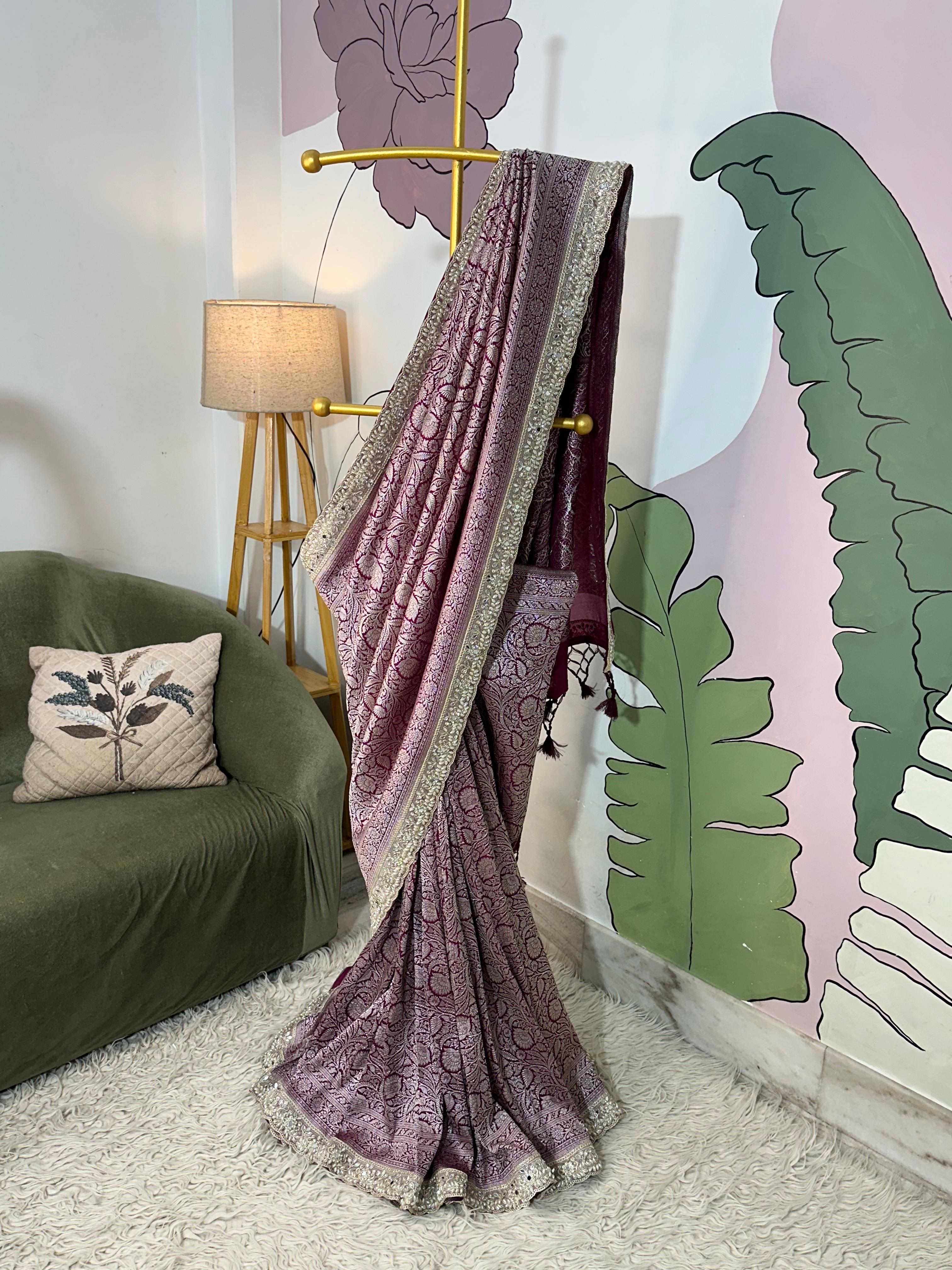 MATHURI - BANARASI MUSHRO SILK SAREE - MAGENTA