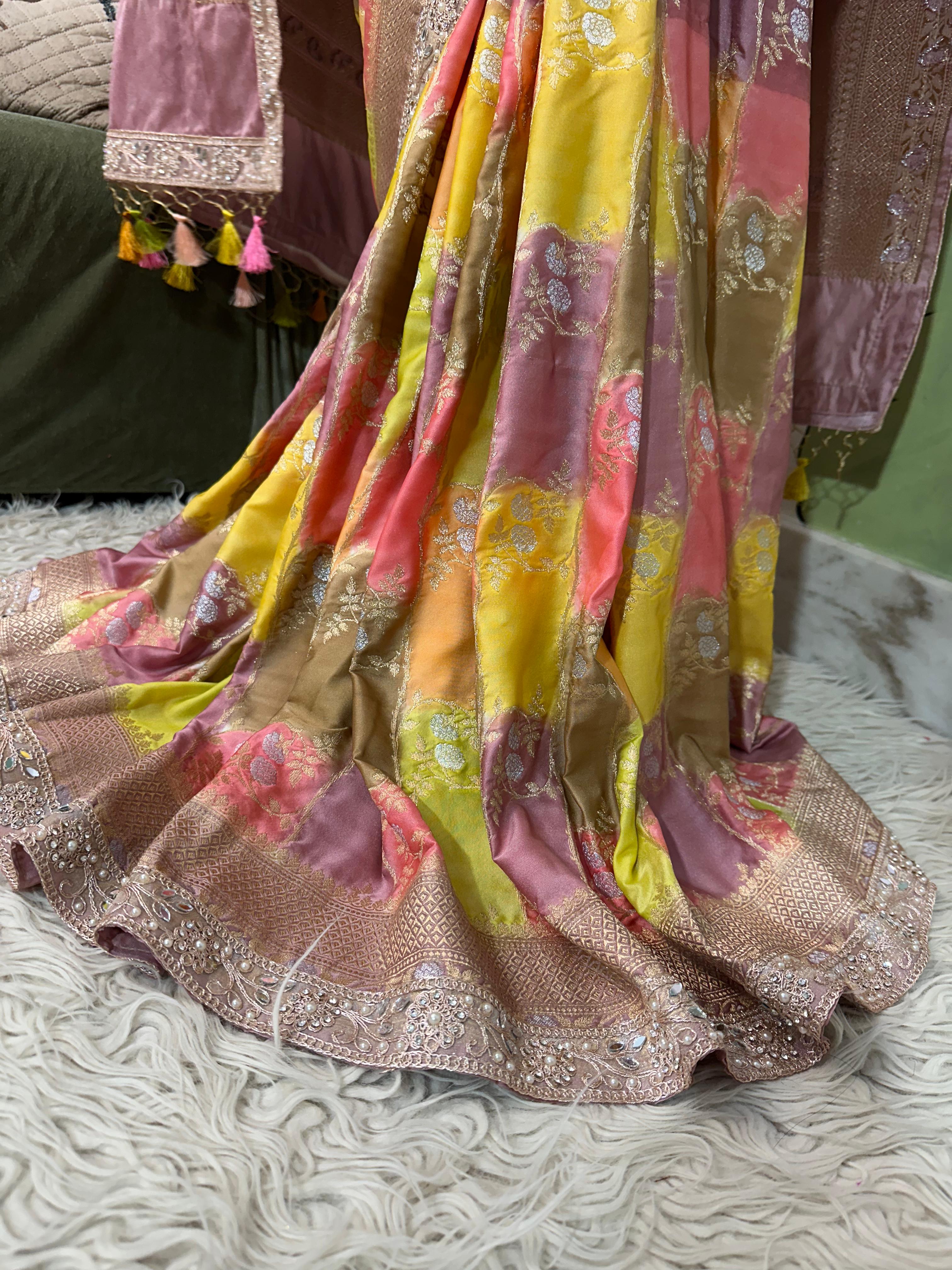 RAINBOW MUSHRO SILK SAREE - Luxe