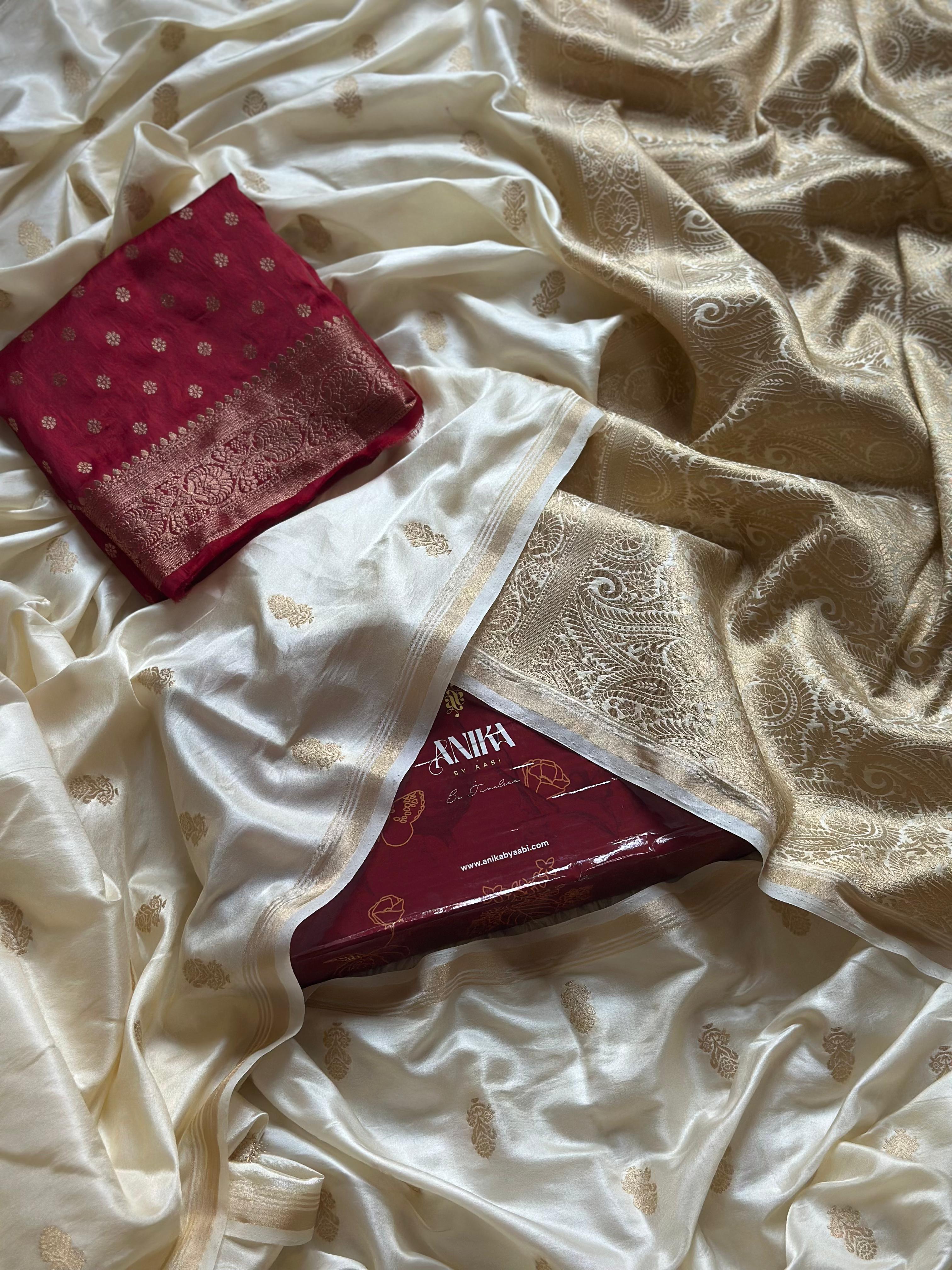 Onam Series - Halfwhite Gold traditional silk saree