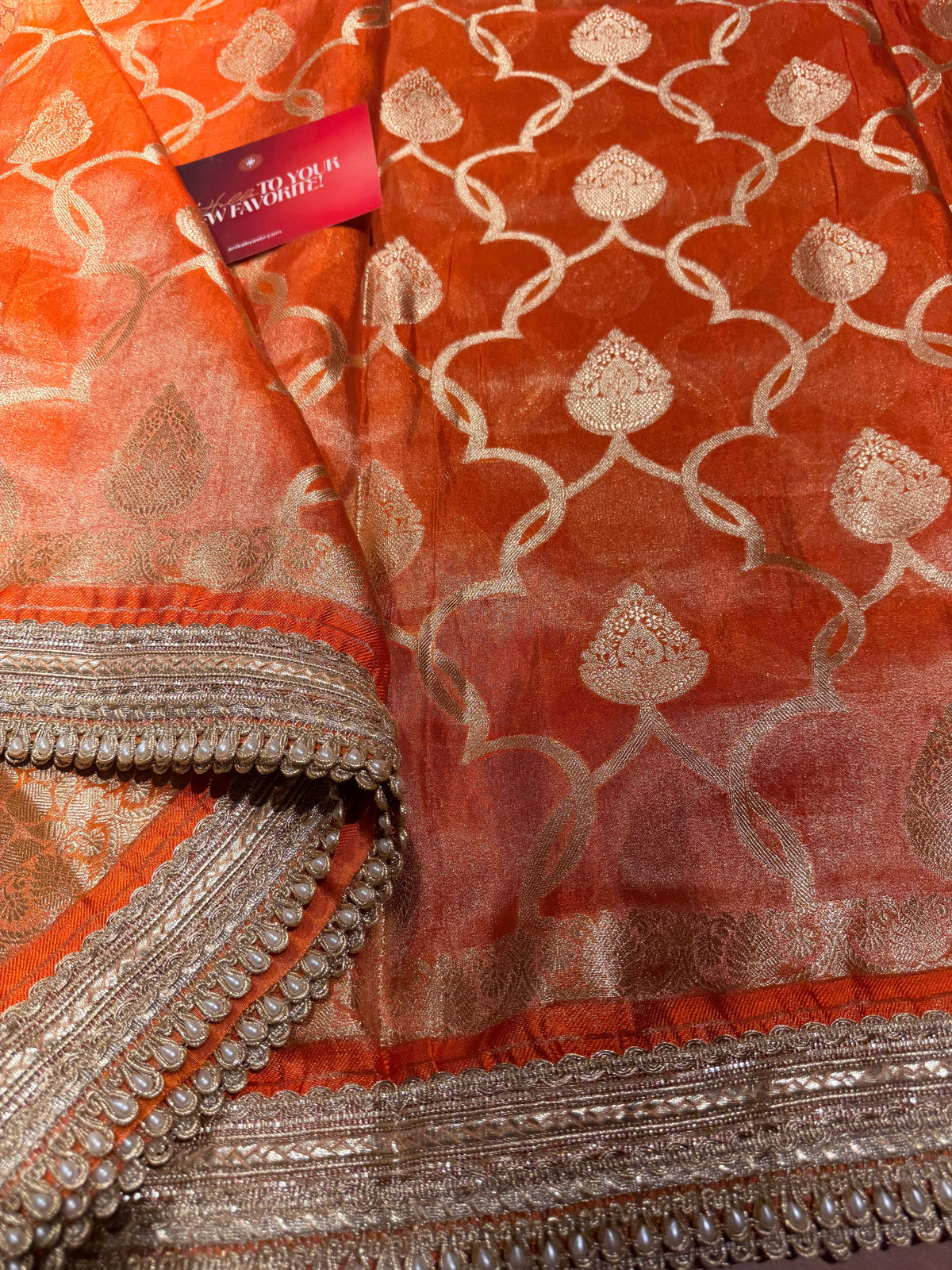 Blue Banarasi Tissue Motif Lace saree- Tissue Luxe