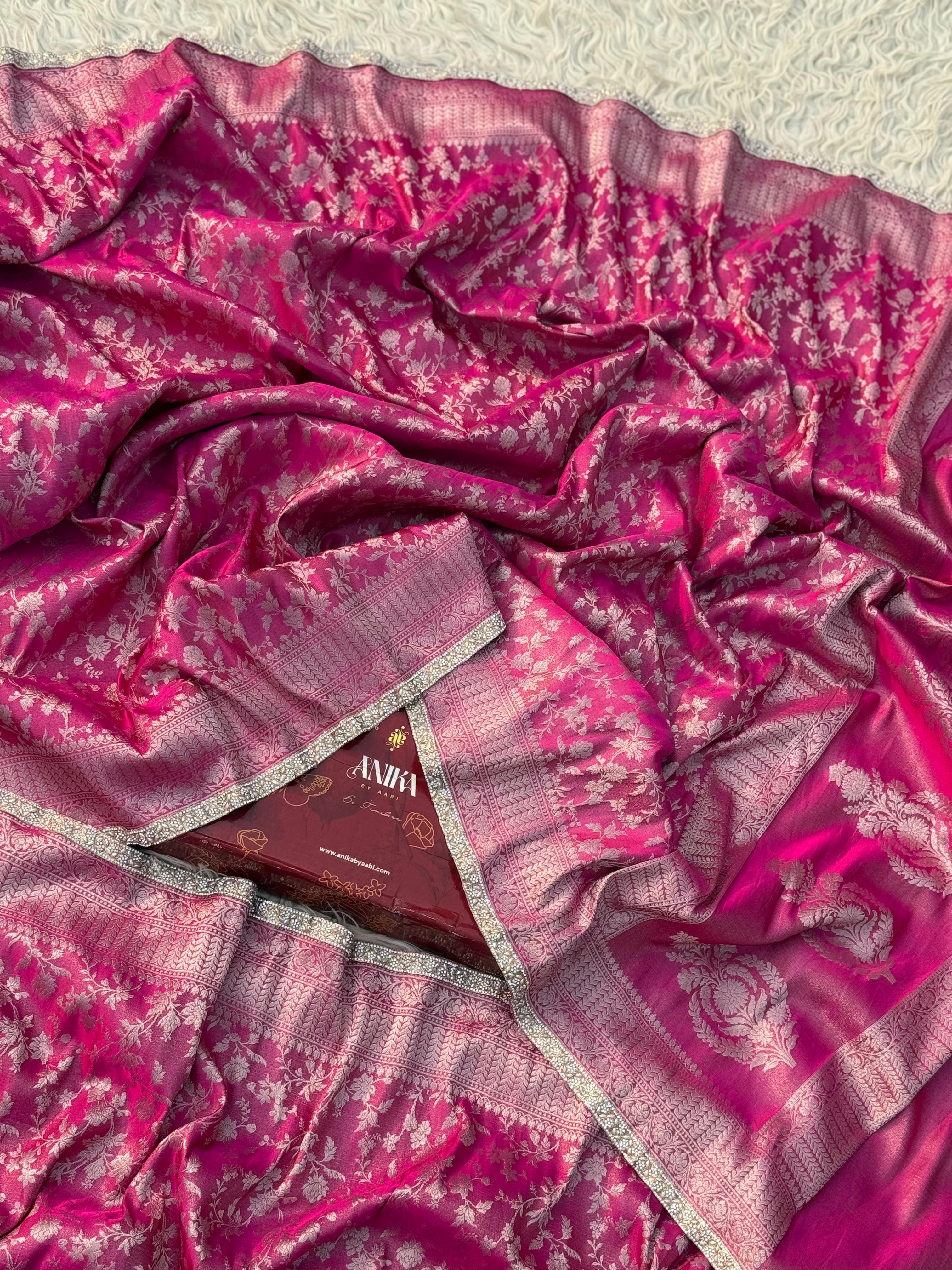 Anika Luxe - Banarasi Tissue chiniya silk saree - Ranipink