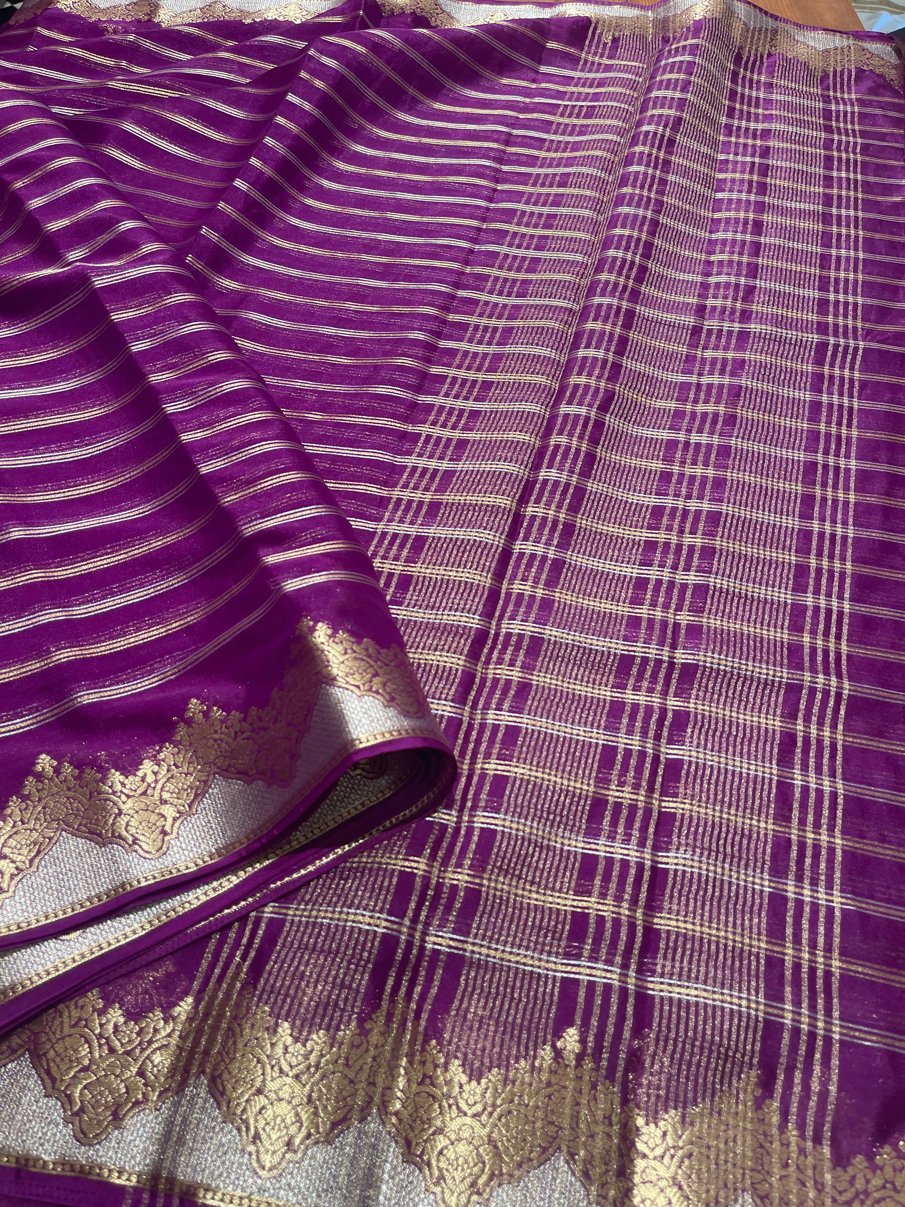 Anika's banarasi Chiffon silk saree - PURPLE