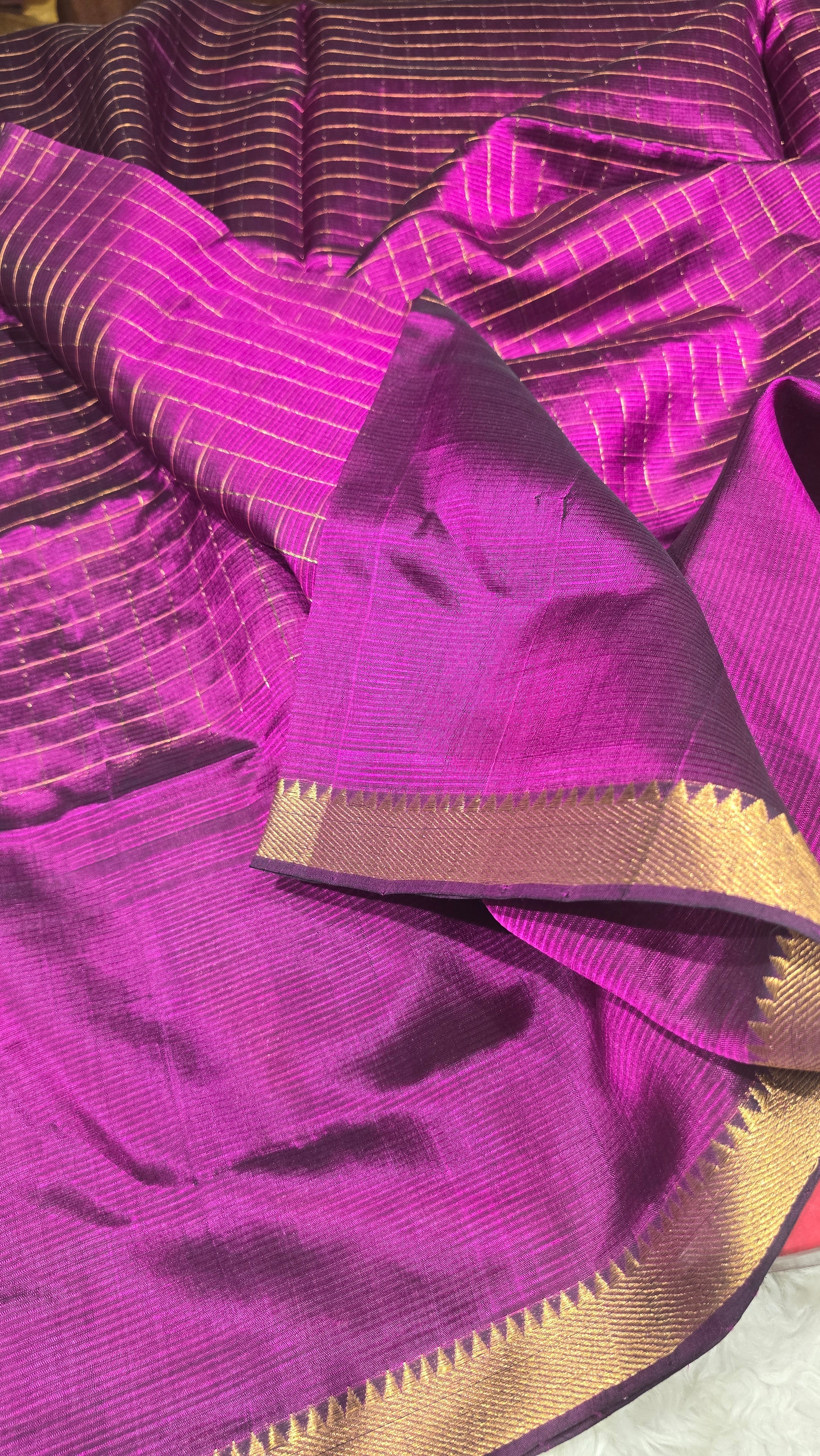 Anika's Handloom Mangalagiri pure silk saree - Purple
