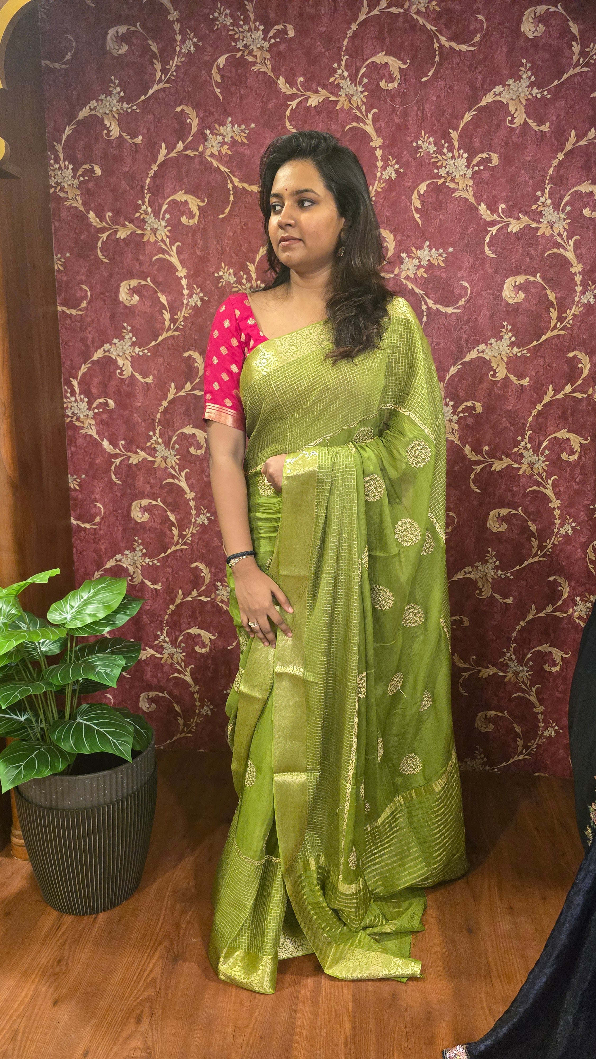CHINON SILK SAREE-GREEN