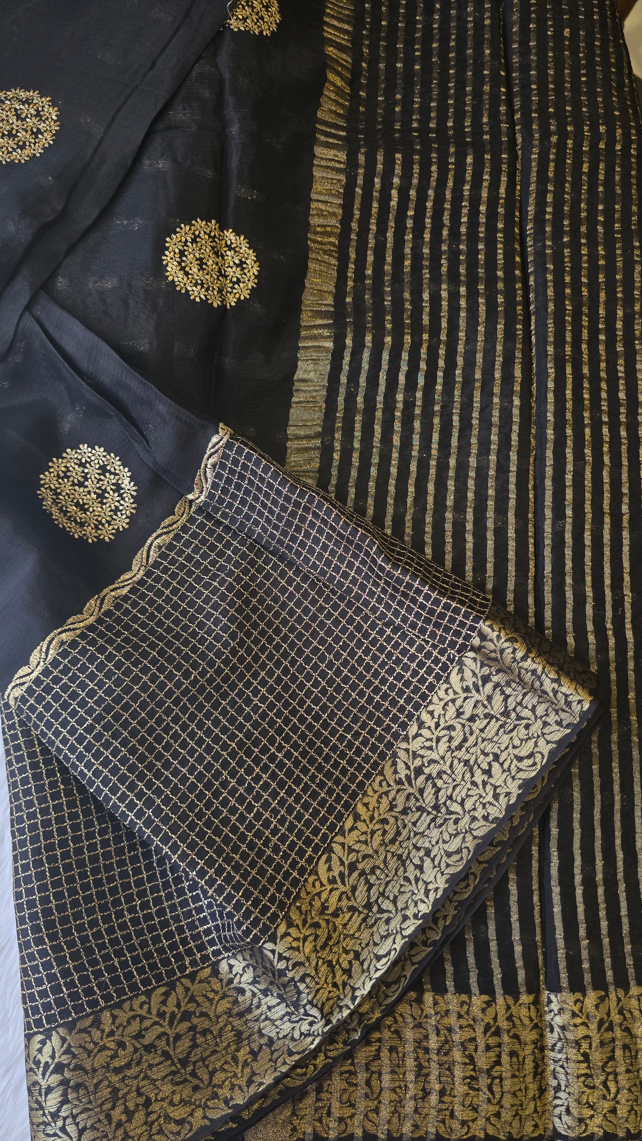 CHINON SILK SAREE-BLACK