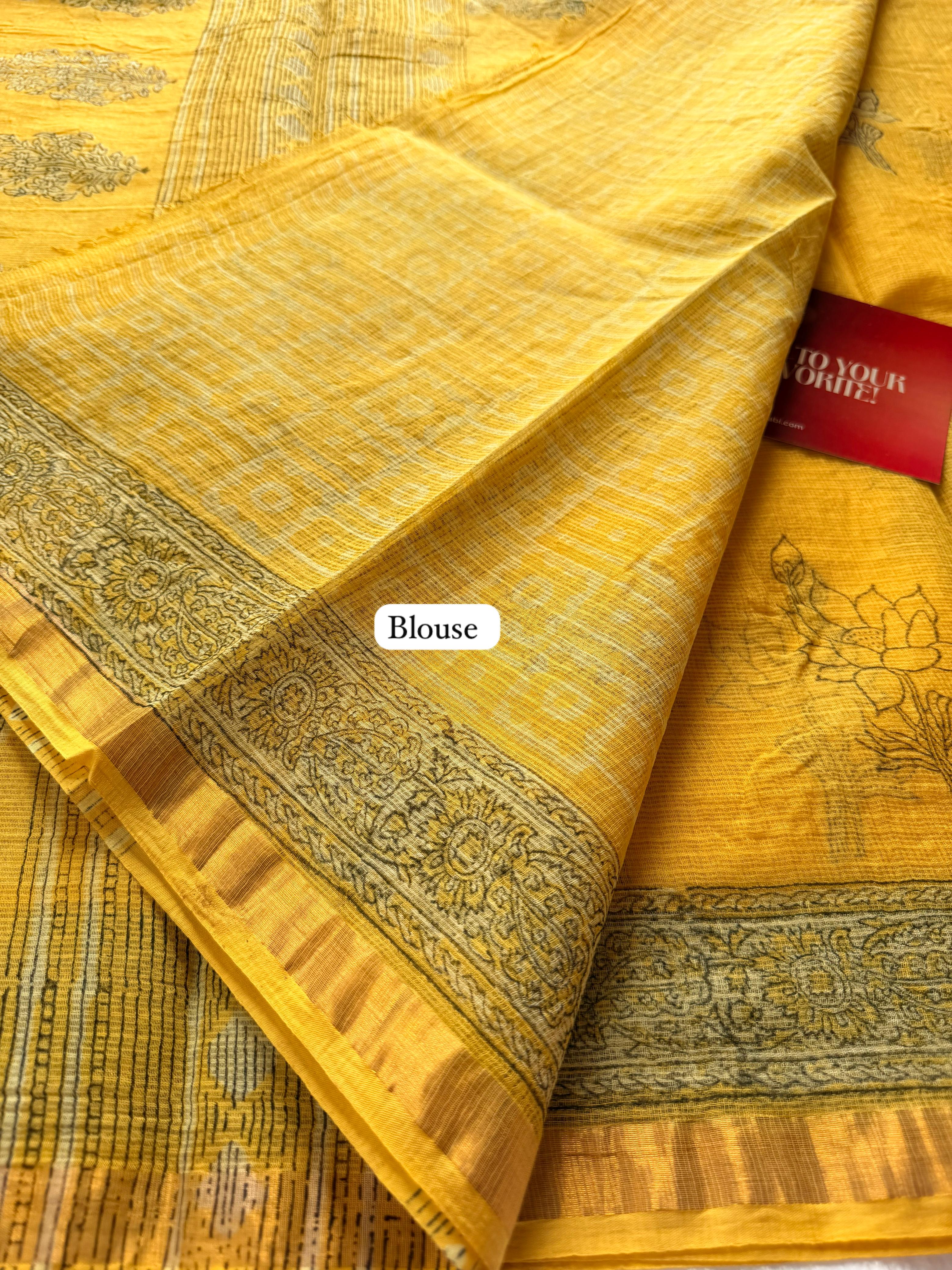 Pure Kota Cotton Saree-Yellow Lotus