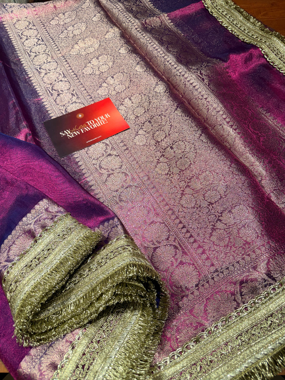 Tissue Motif Lace Saree -TLM14