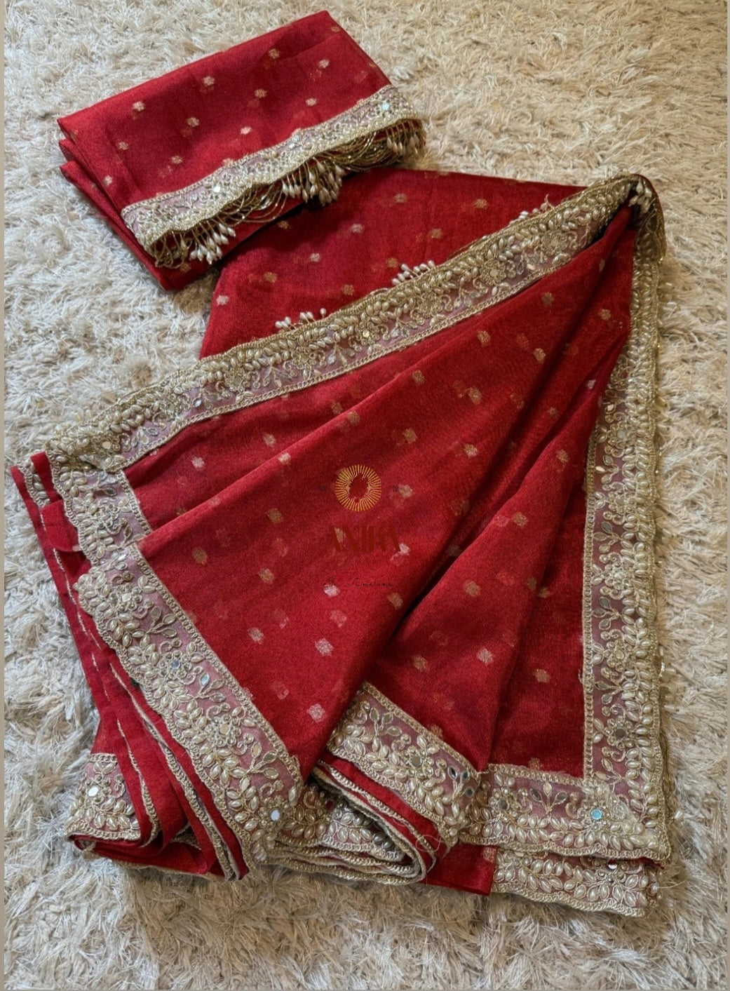Anika's Banarasi Tissue silk saree - MAROON