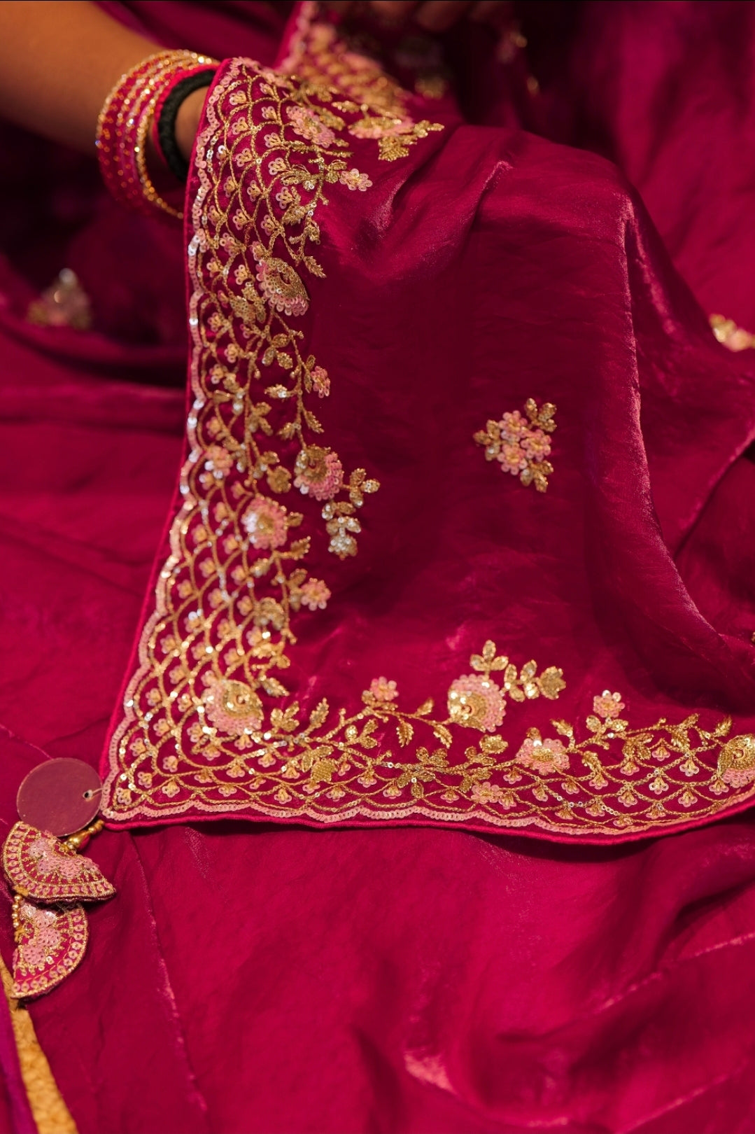 Anika's Deep maroon/wine  Designer saree- Anaya christmas Edit
