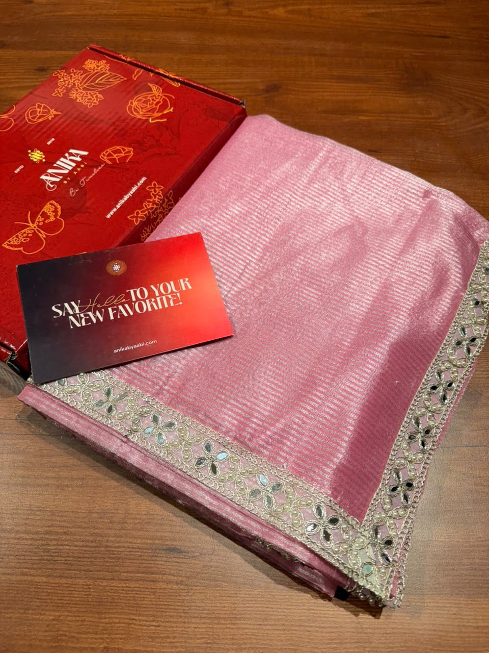 Banarasi Tissue silk in stripe weaving with lace - SWL02