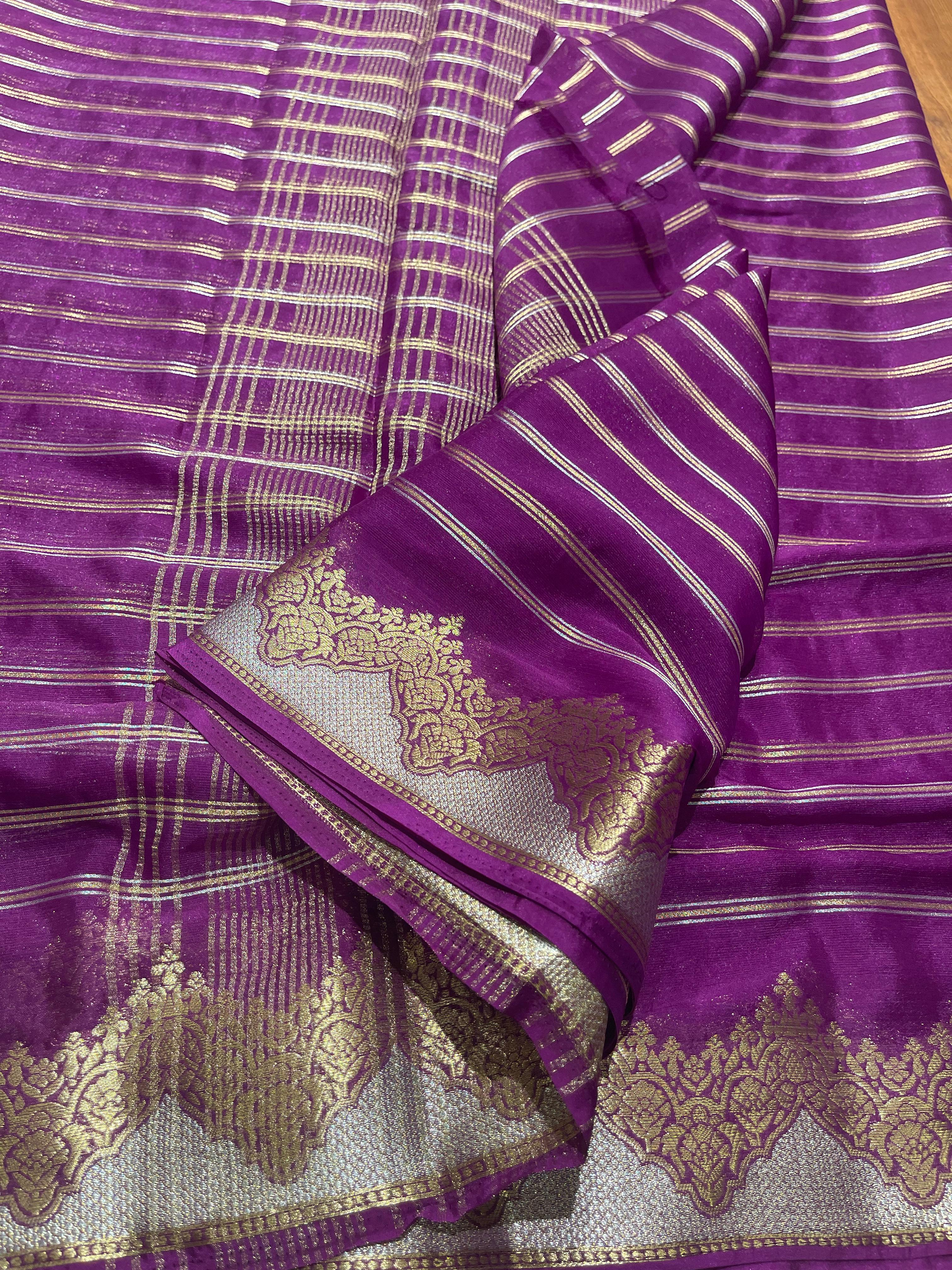 Anika's banarasi Chiffon silk saree - PURPLE