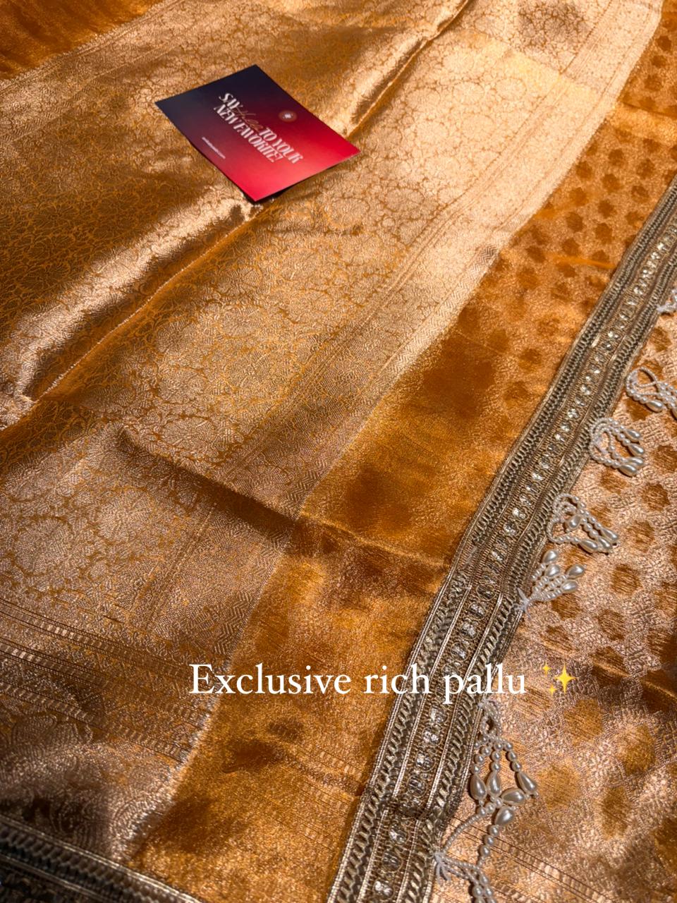 Pure Banarasi Tissue Silk Saree Golden Radiance - Kalki