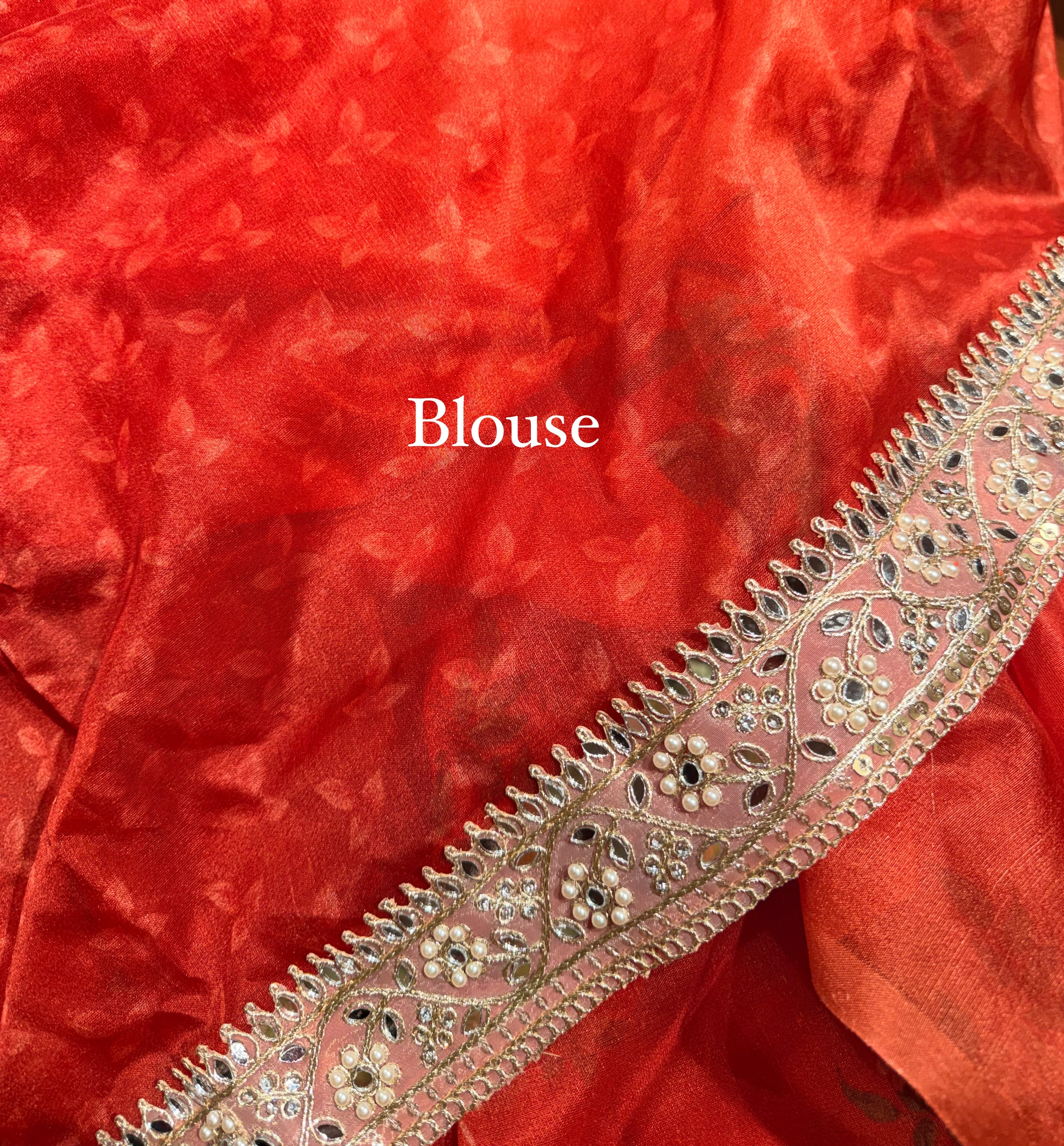 Kalp Organza Mirror Edit -Red