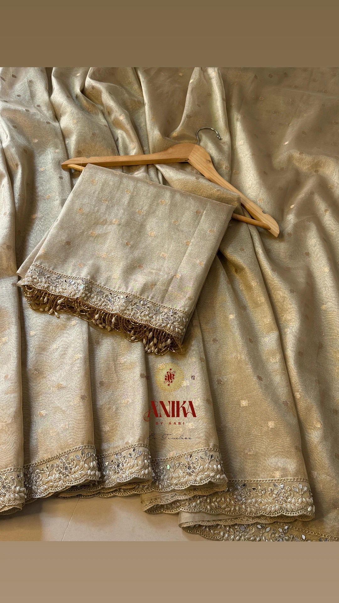 Anika's Banarasi Tissue silk saree  - IVORY
