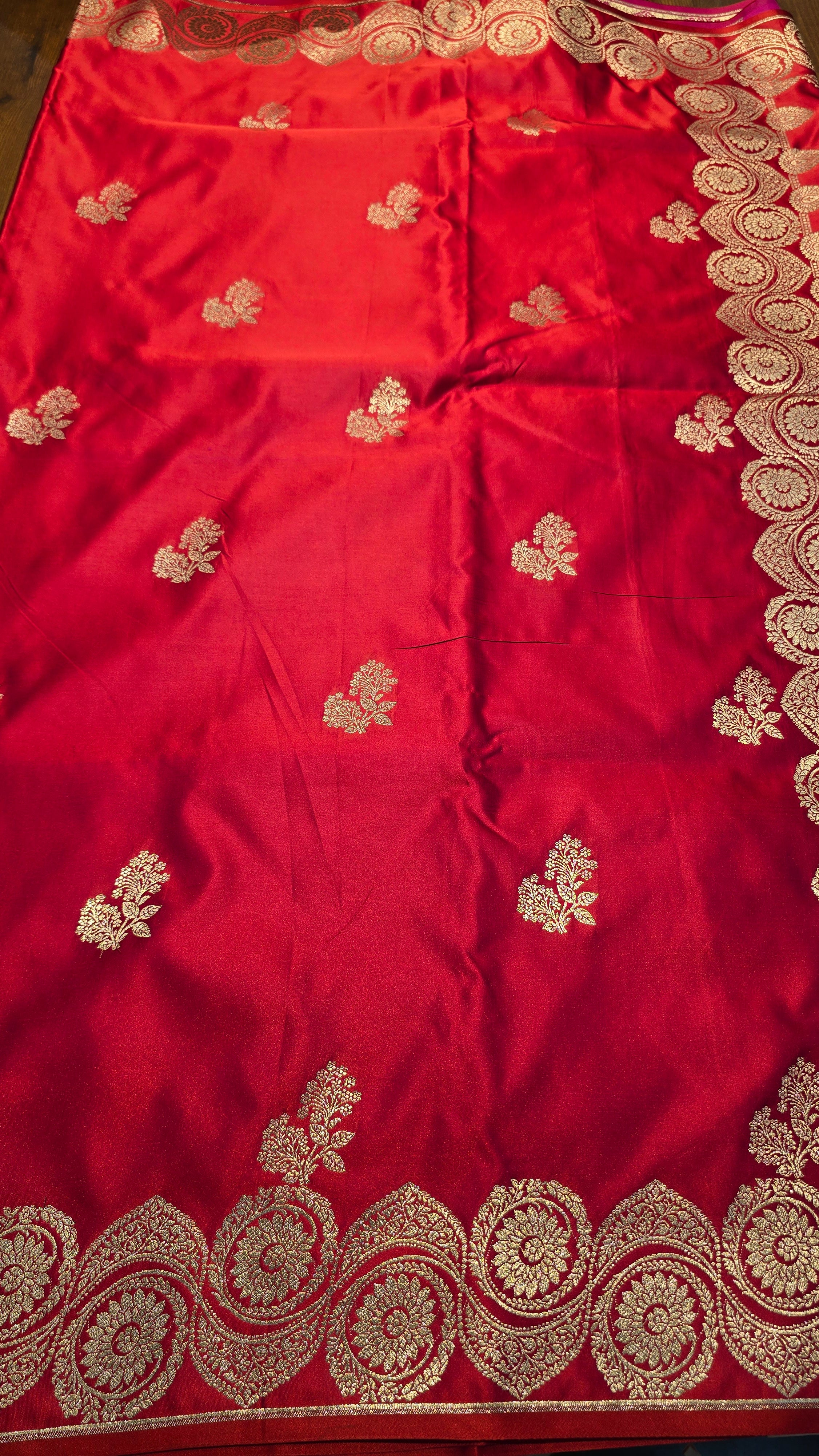MASHRU REDDISH RANIPINK SAREE