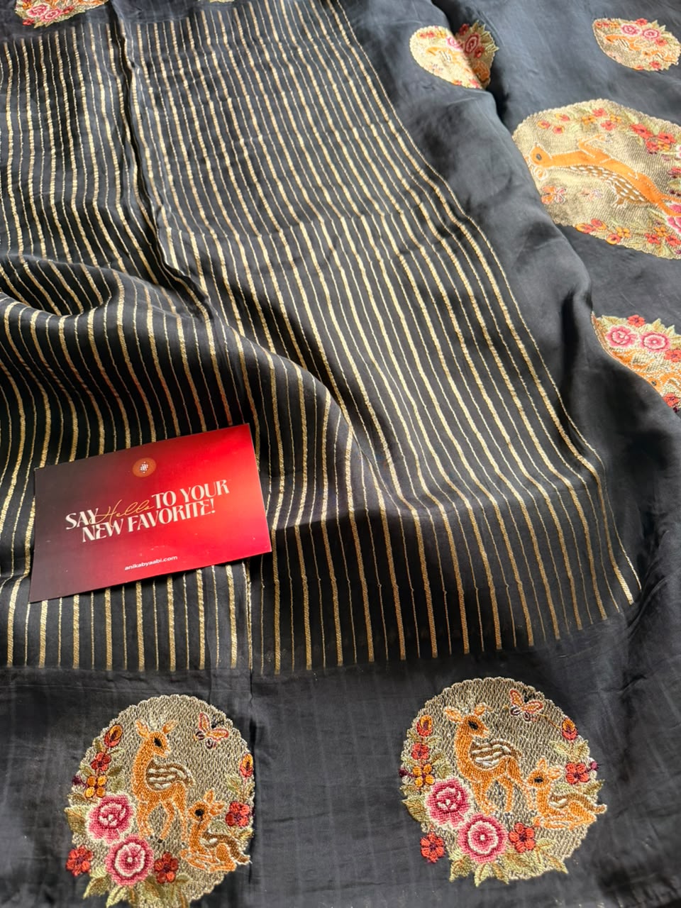 Riva - Soft chinon stripe saree with embroidery-02
