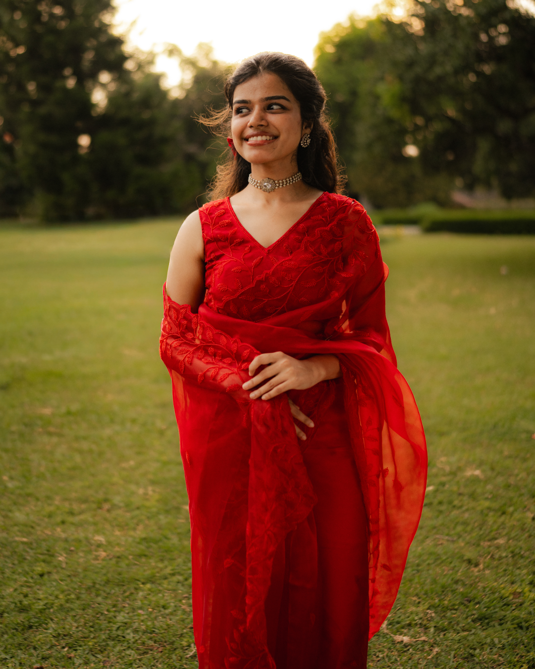 Anika's Red Delight Designer Saree -Anaya Festive Edit A99