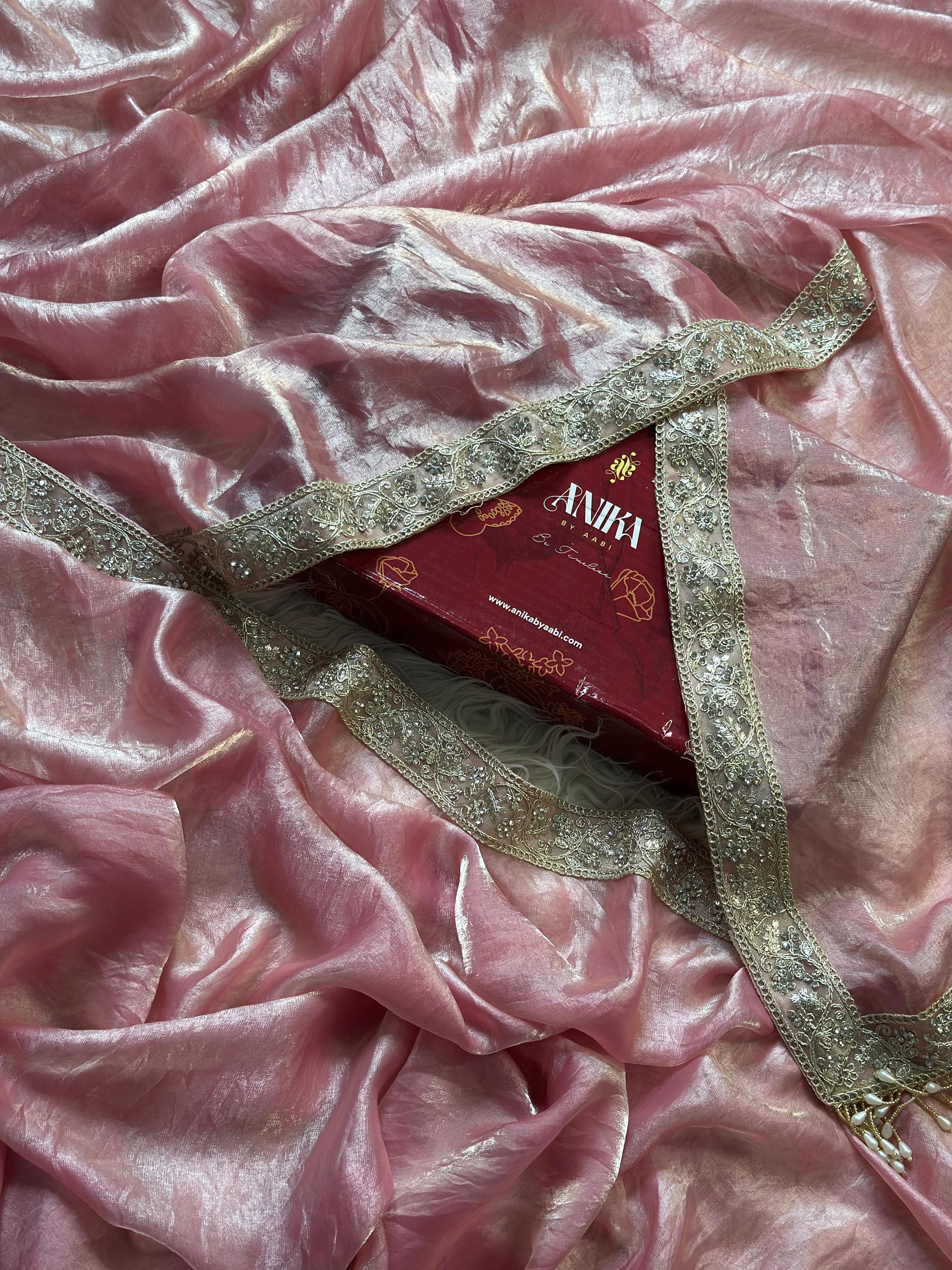 CHAKRA - GLASS TISSUE SILK SAREE | BABY PINK