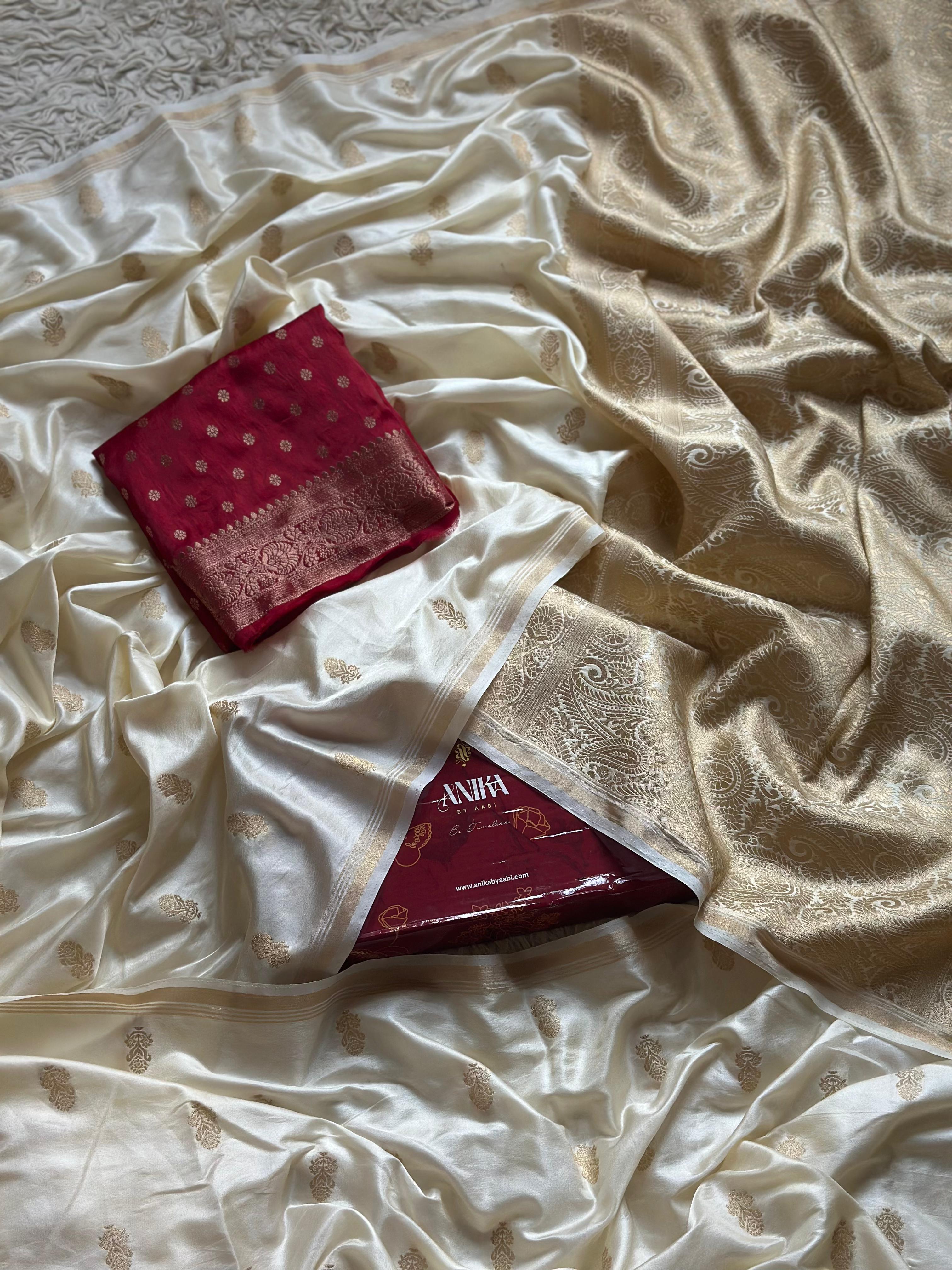 Onam Series - Halfwhite Gold traditional silk saree