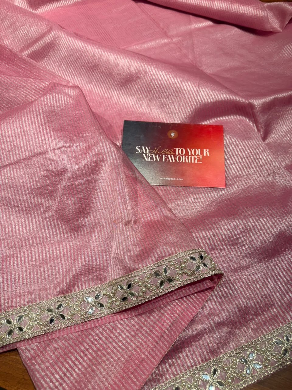Banarasi Tissue silk in stripe weaving with lace - SWL02