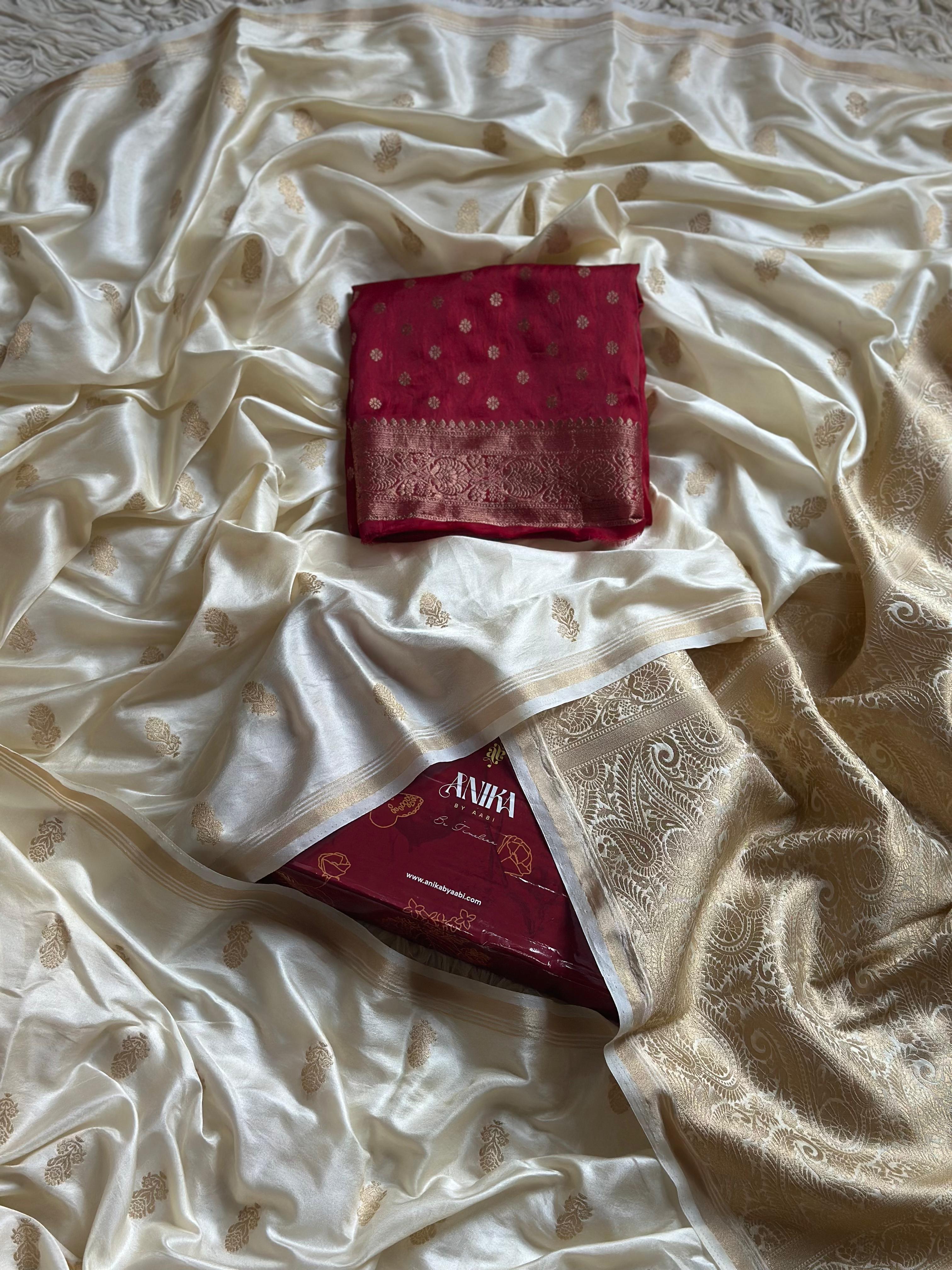 Onam Series - Halfwhite Gold traditional silk saree