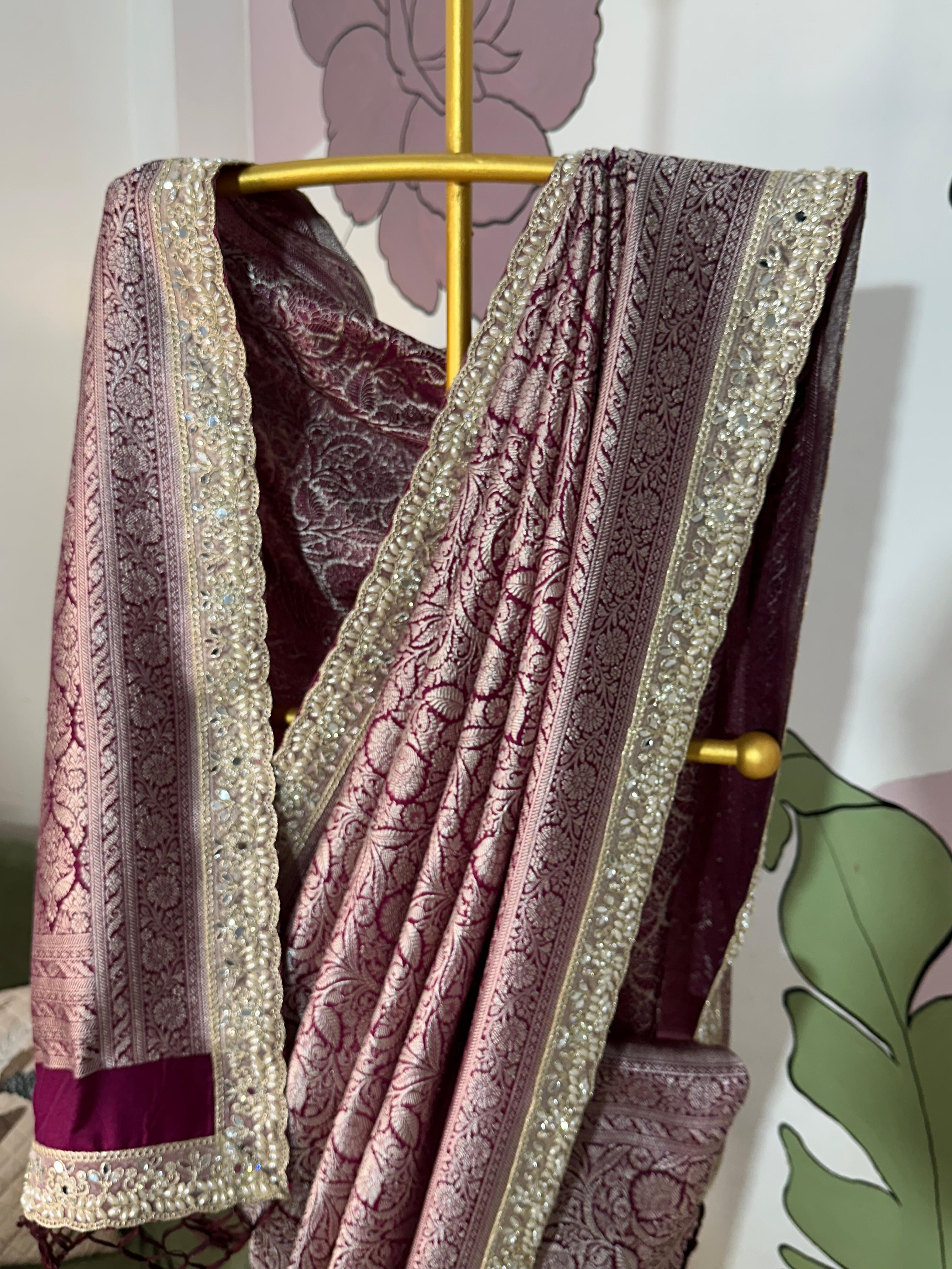 MATHURI - BANARASI MUSHRO SILK SAREE - MAGENTA