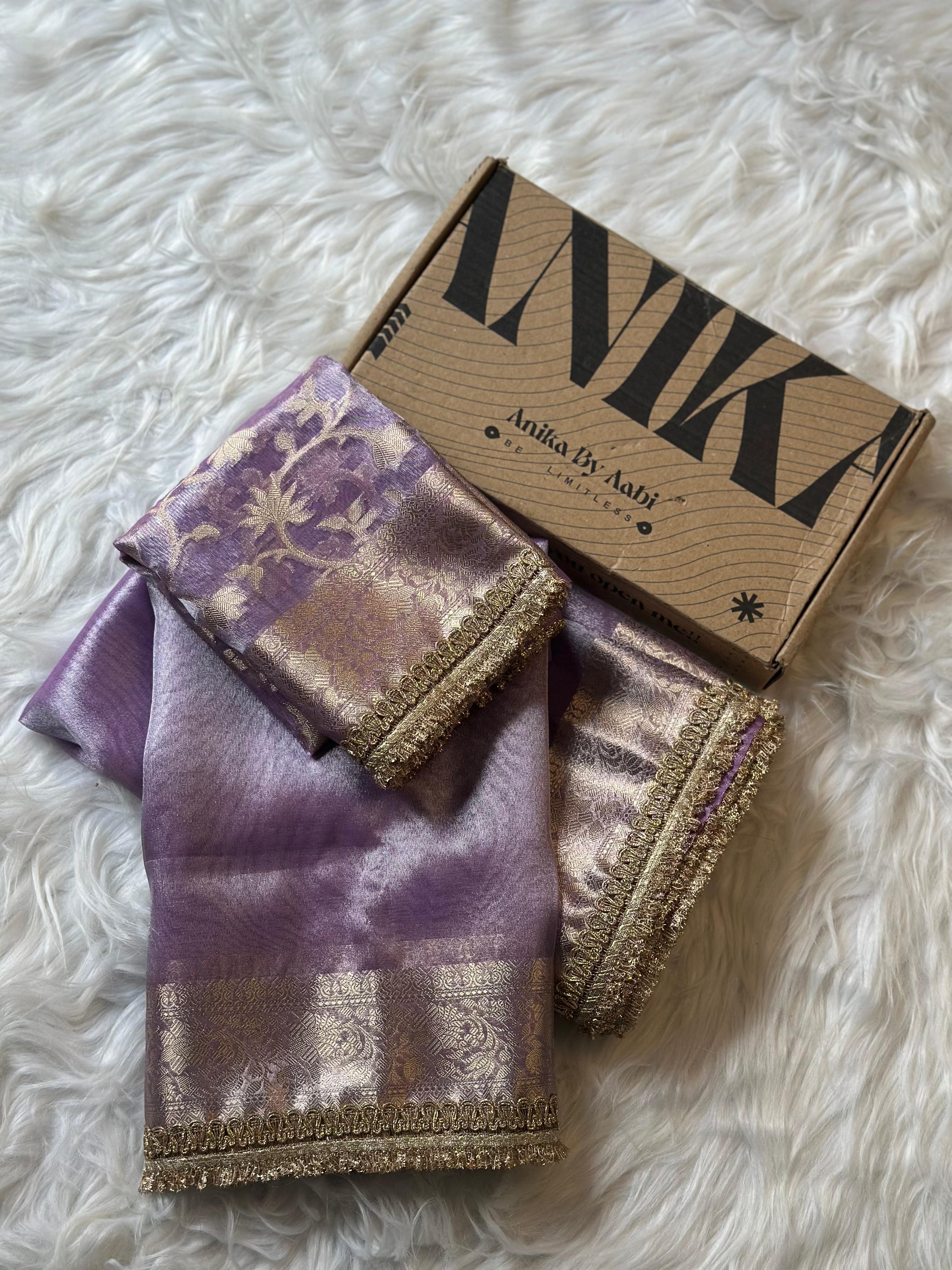 TISSUE LACE SAREE - ANIKA'S BANARASI - LILAC
