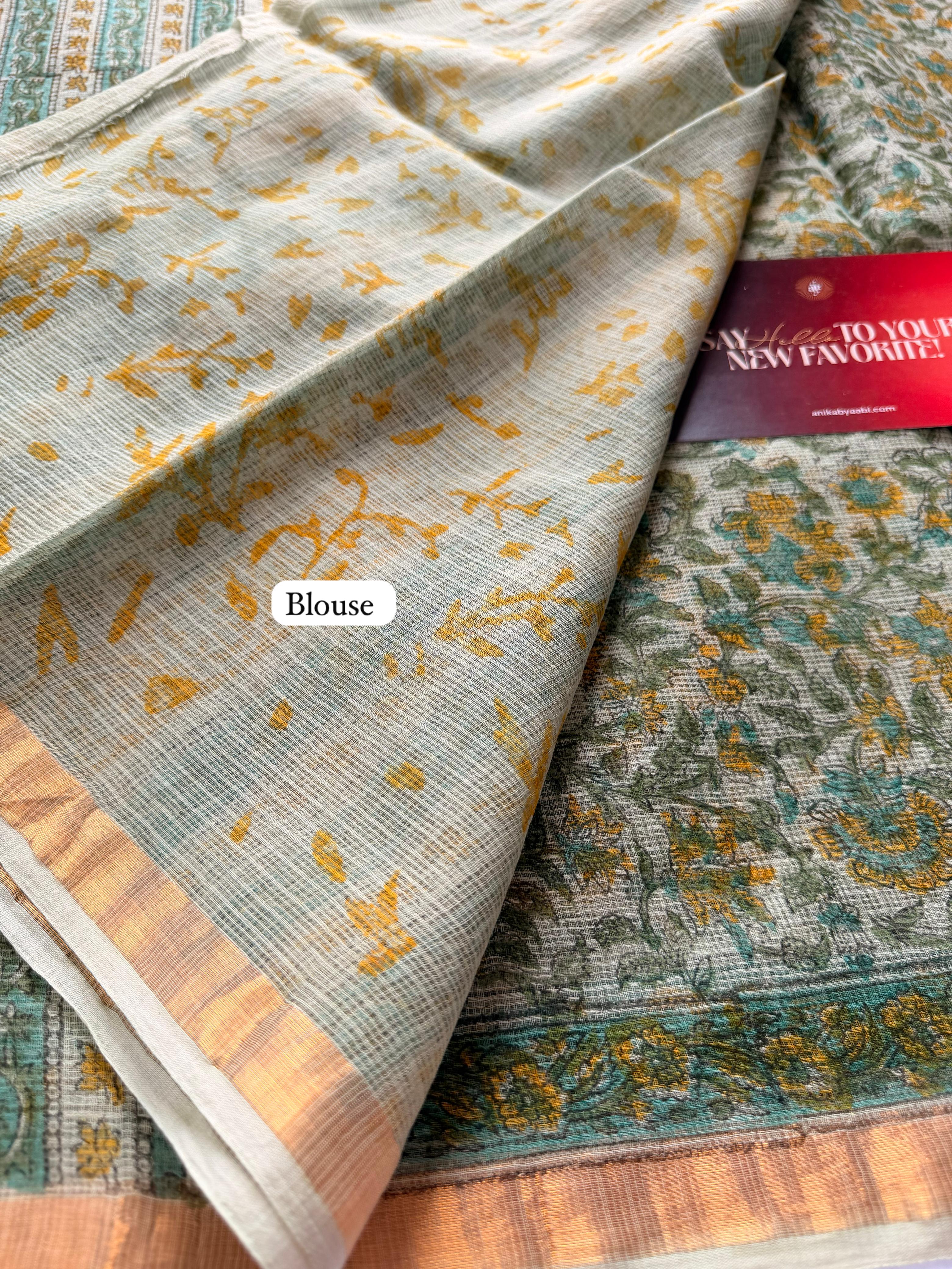 Pure Kota Cotton Heritage Floral Saree – Sage Heritage