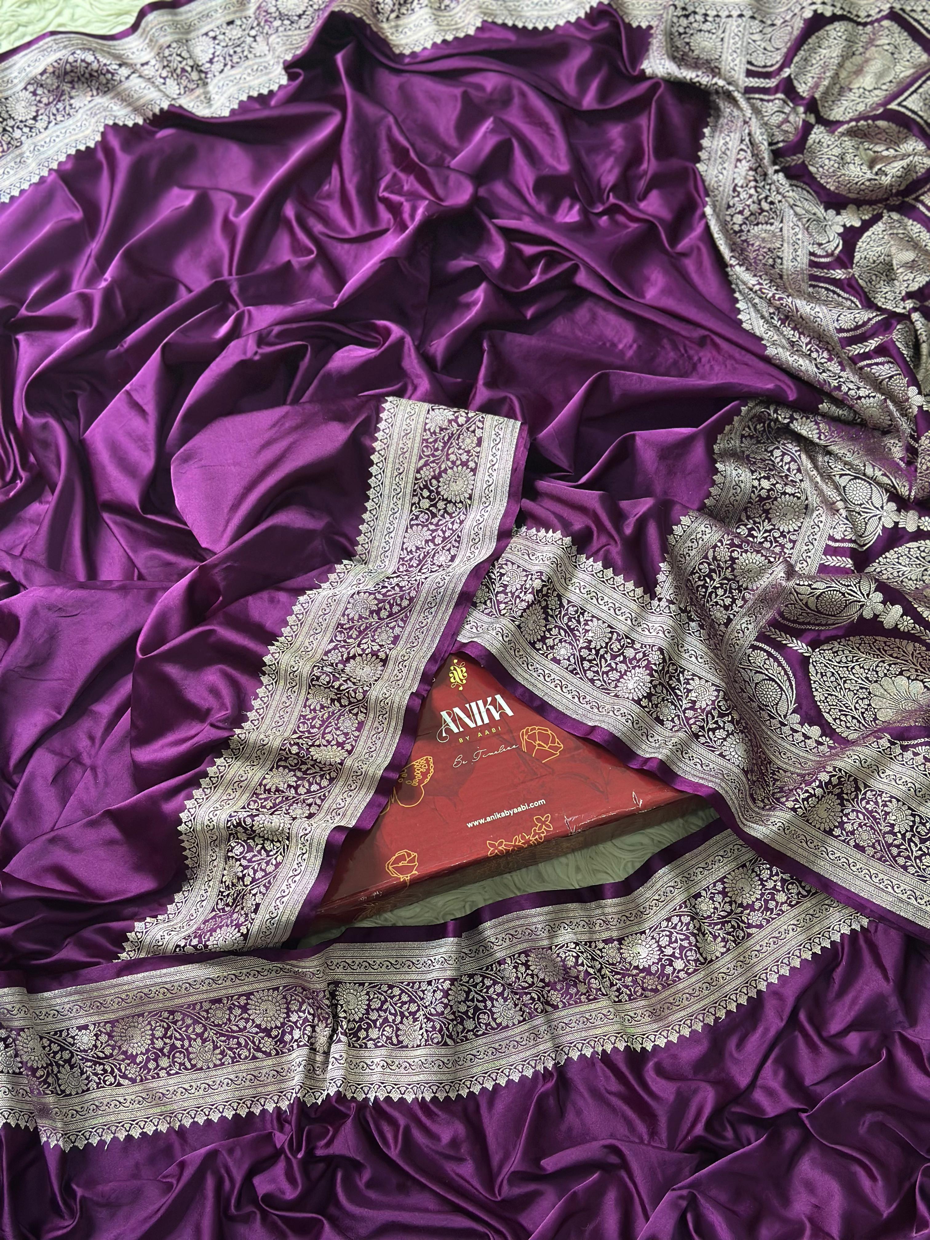 Anika's mashru silk saree purple- Festive Edit