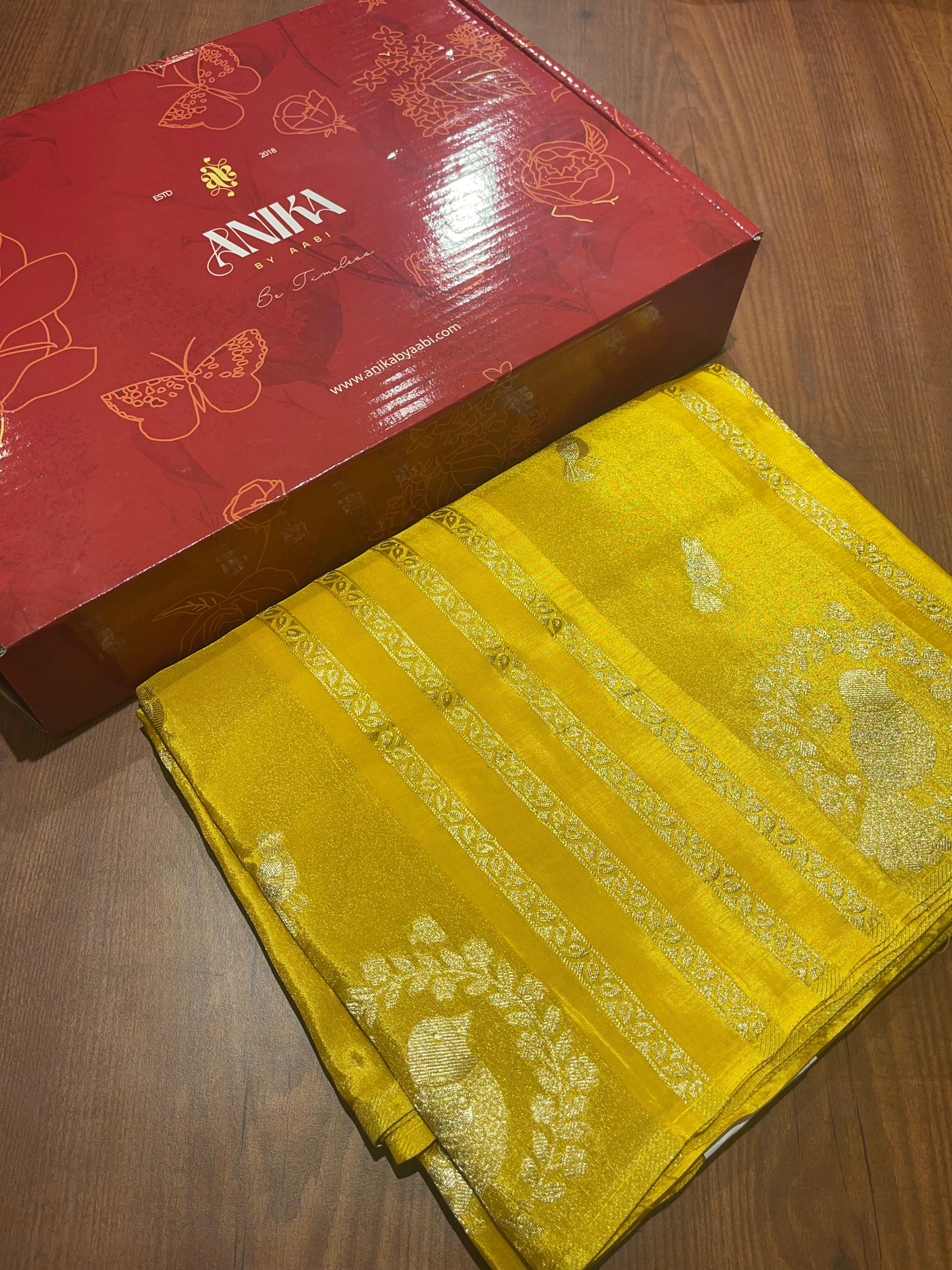 Chinon Soft Silk-Birds summer yellow
