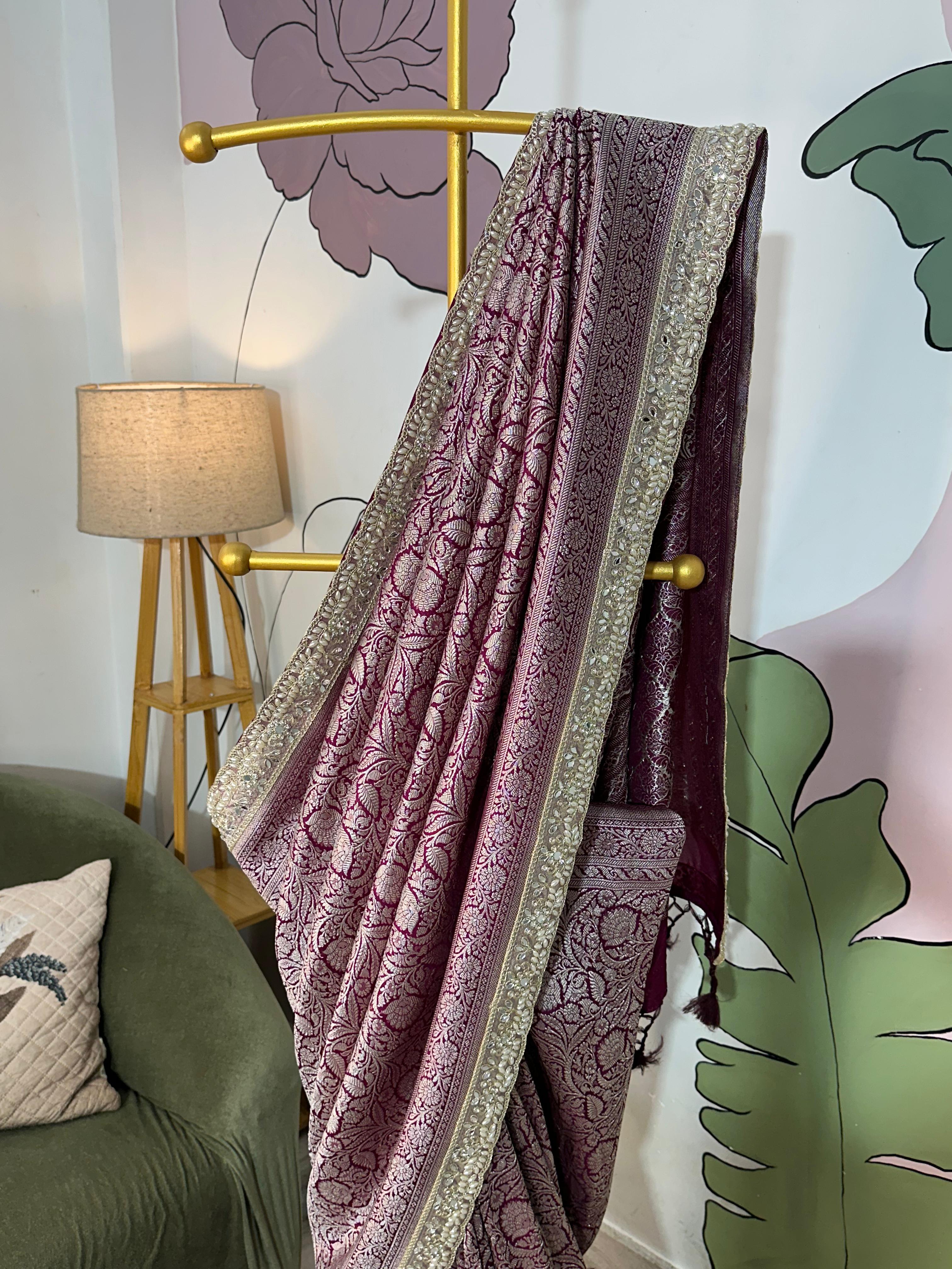 MATHURI - BANARASI MUSHRO SILK SAREE - MAGENTA