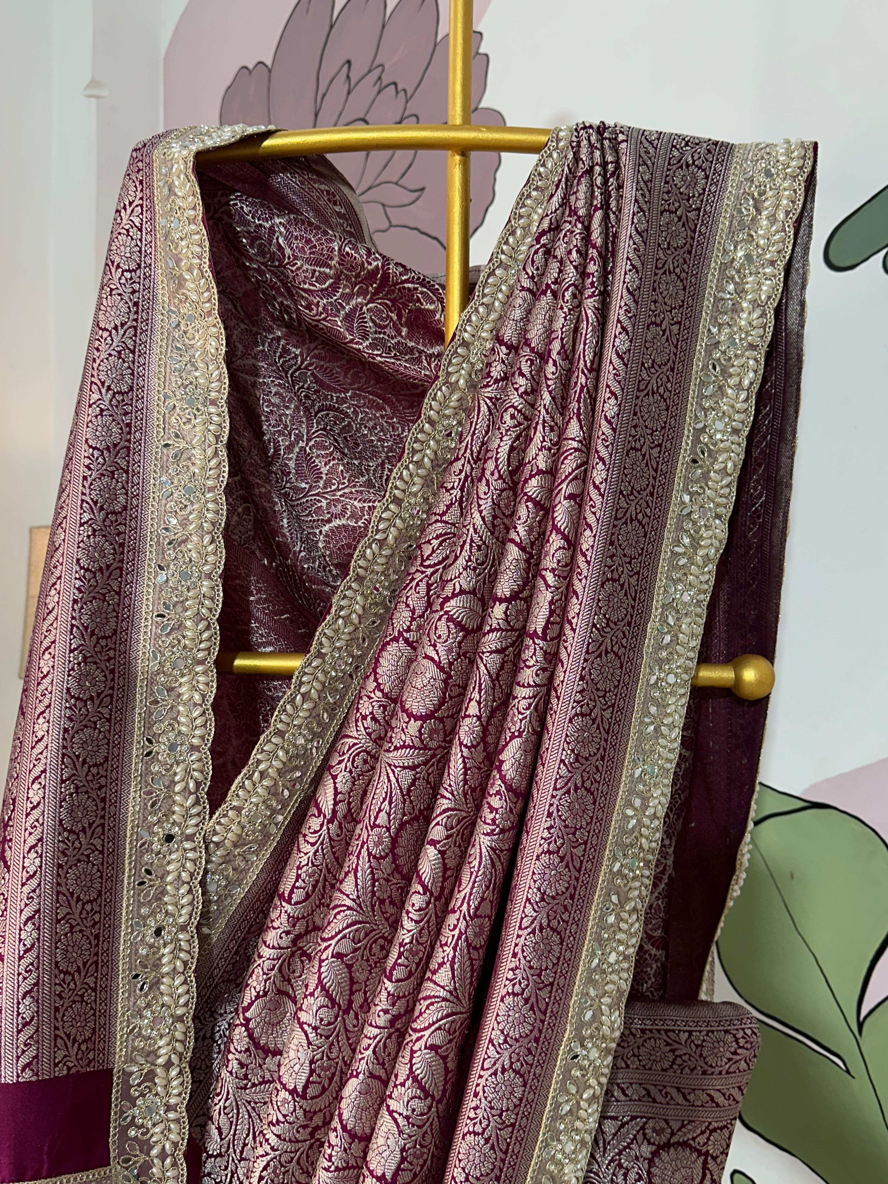 MATHURI - BANARASI MUSHRO SILK SAREE - MAGENTA