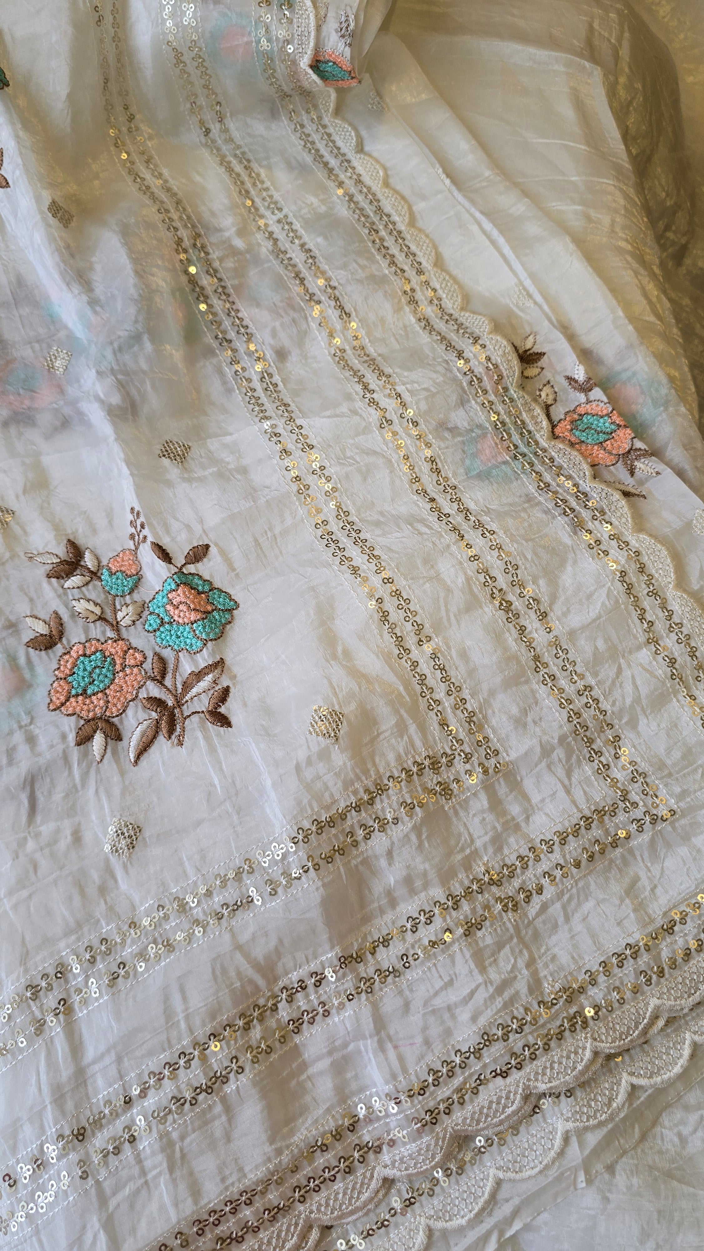 Paper Tissue Saree-White