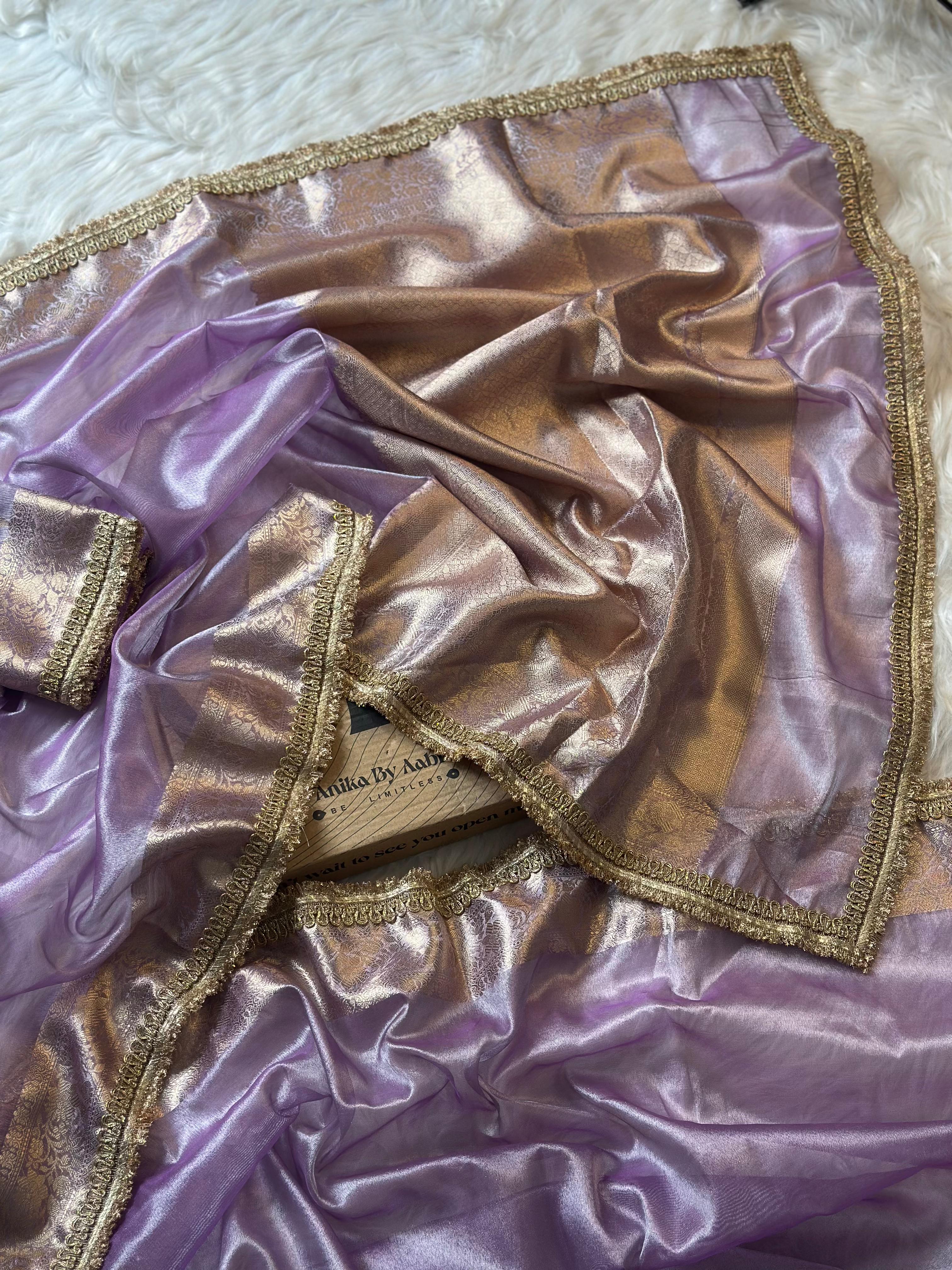 TISSUE LACE SAREE - ANIKA'S BANARASI - LILAC