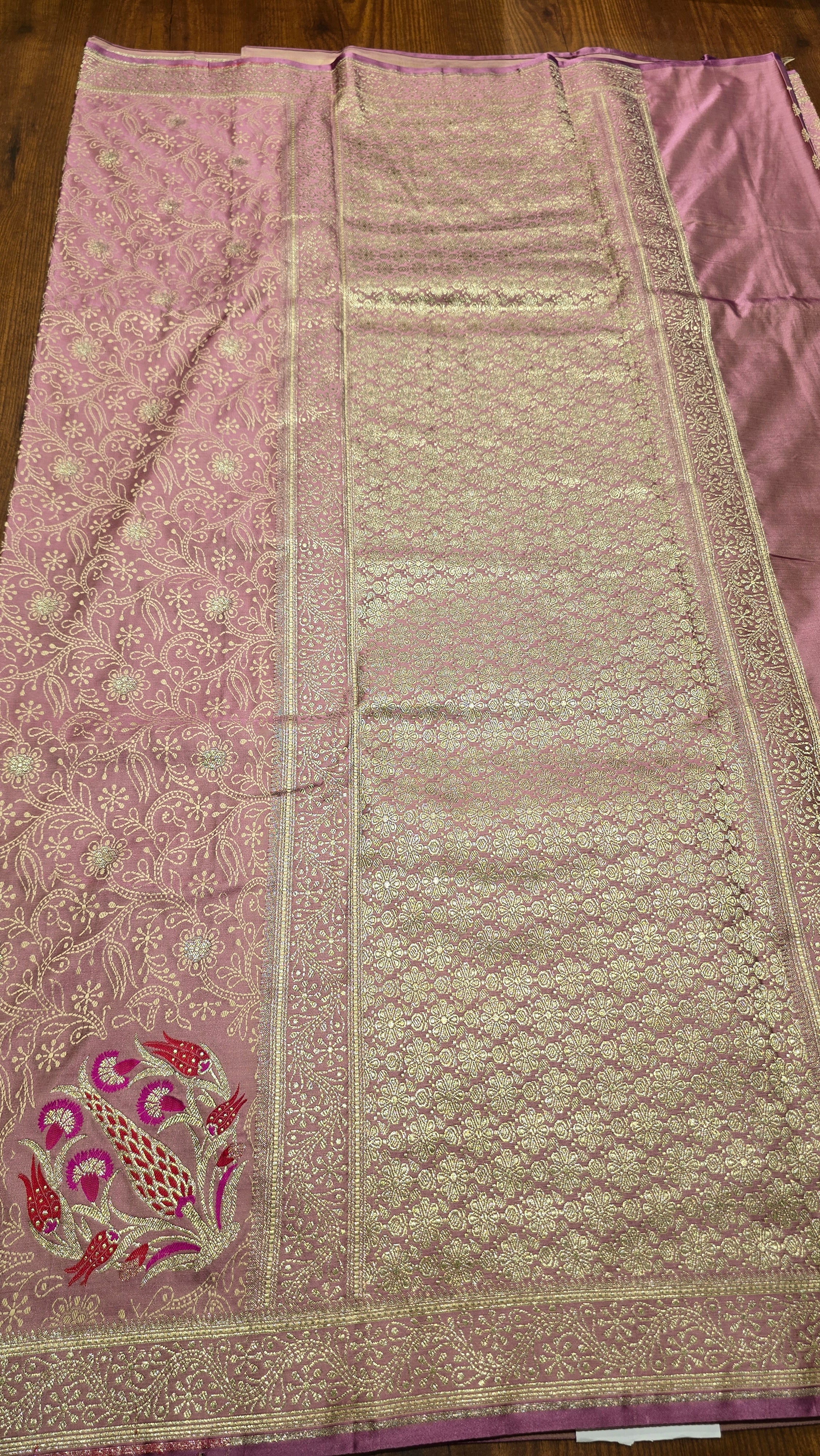Anika's Vintage Banarasi silk -Pastel baby pink
