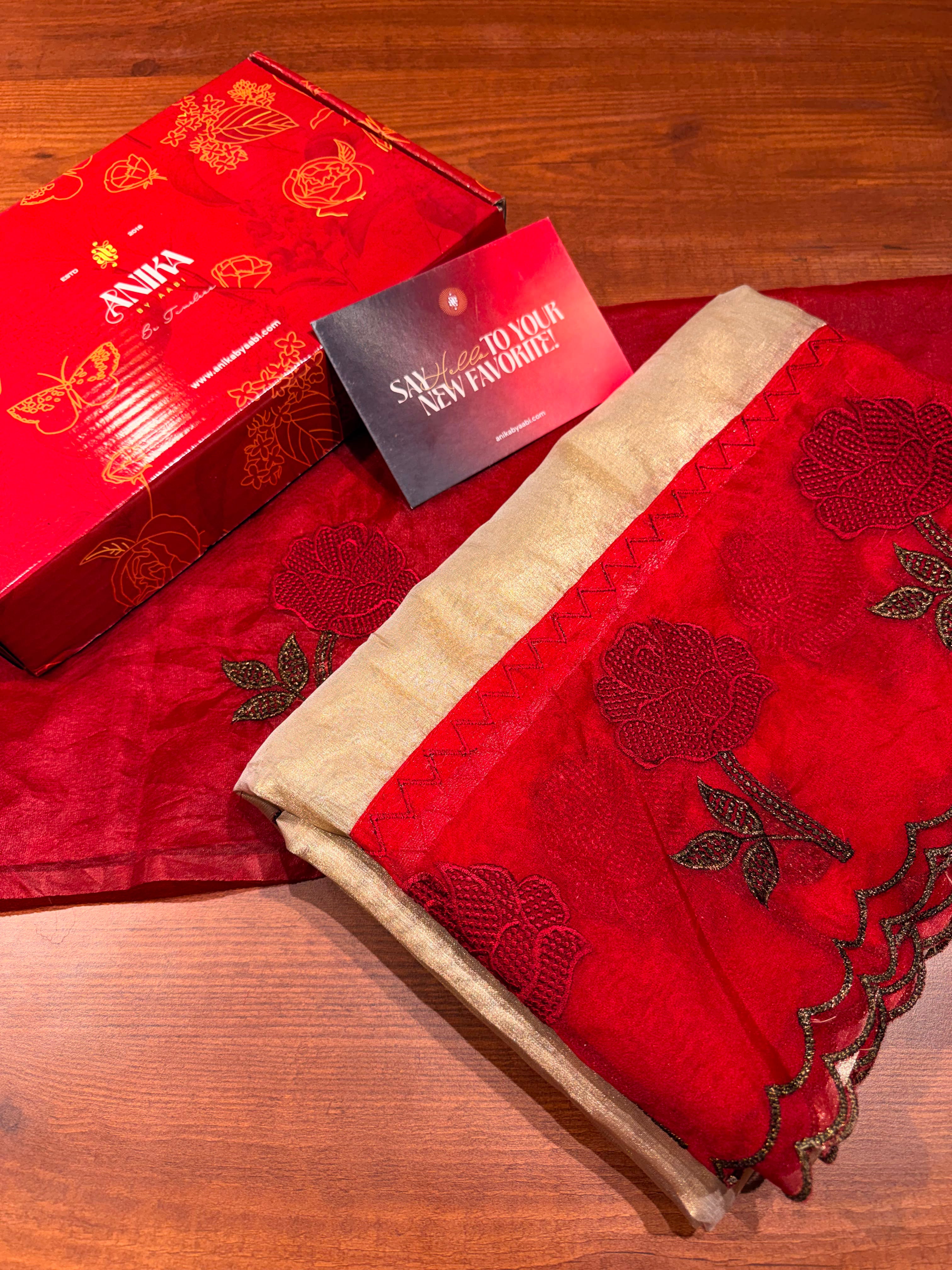 Anika’s Tissue saree with Embriodery an Exclusive Festive Edit - BH01