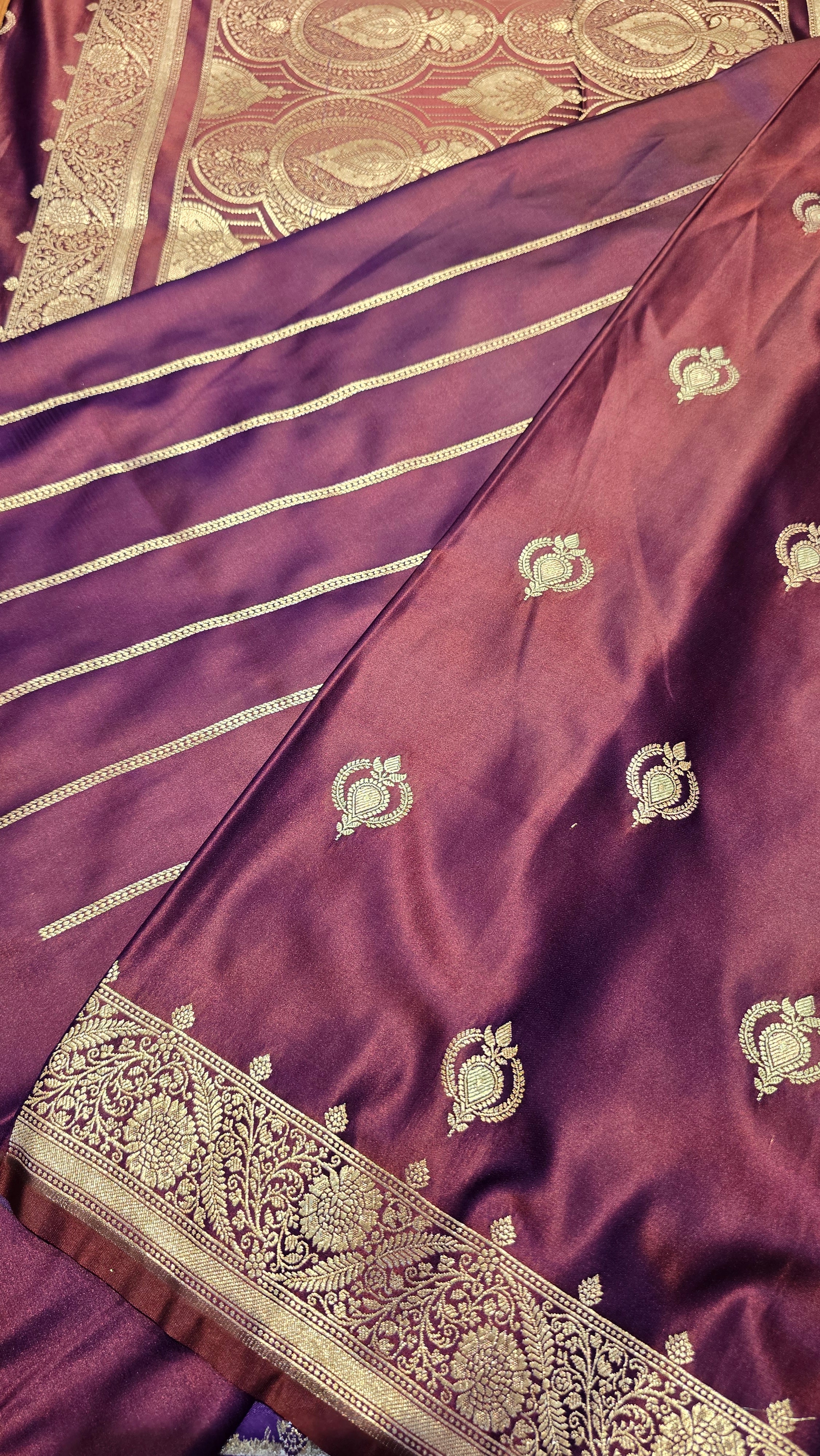 MASHRU PURPLE DUAL TONE SAREE