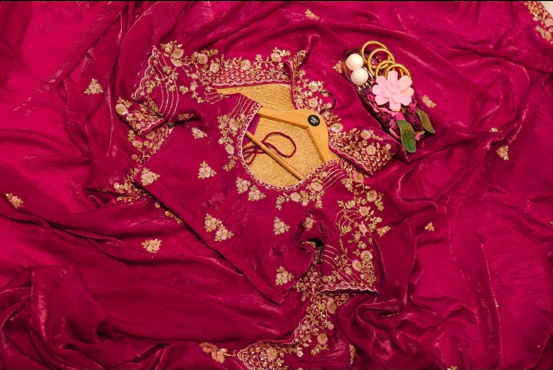 Anika's Deep maroon/wine  Designer saree- Anaya christmas Edit