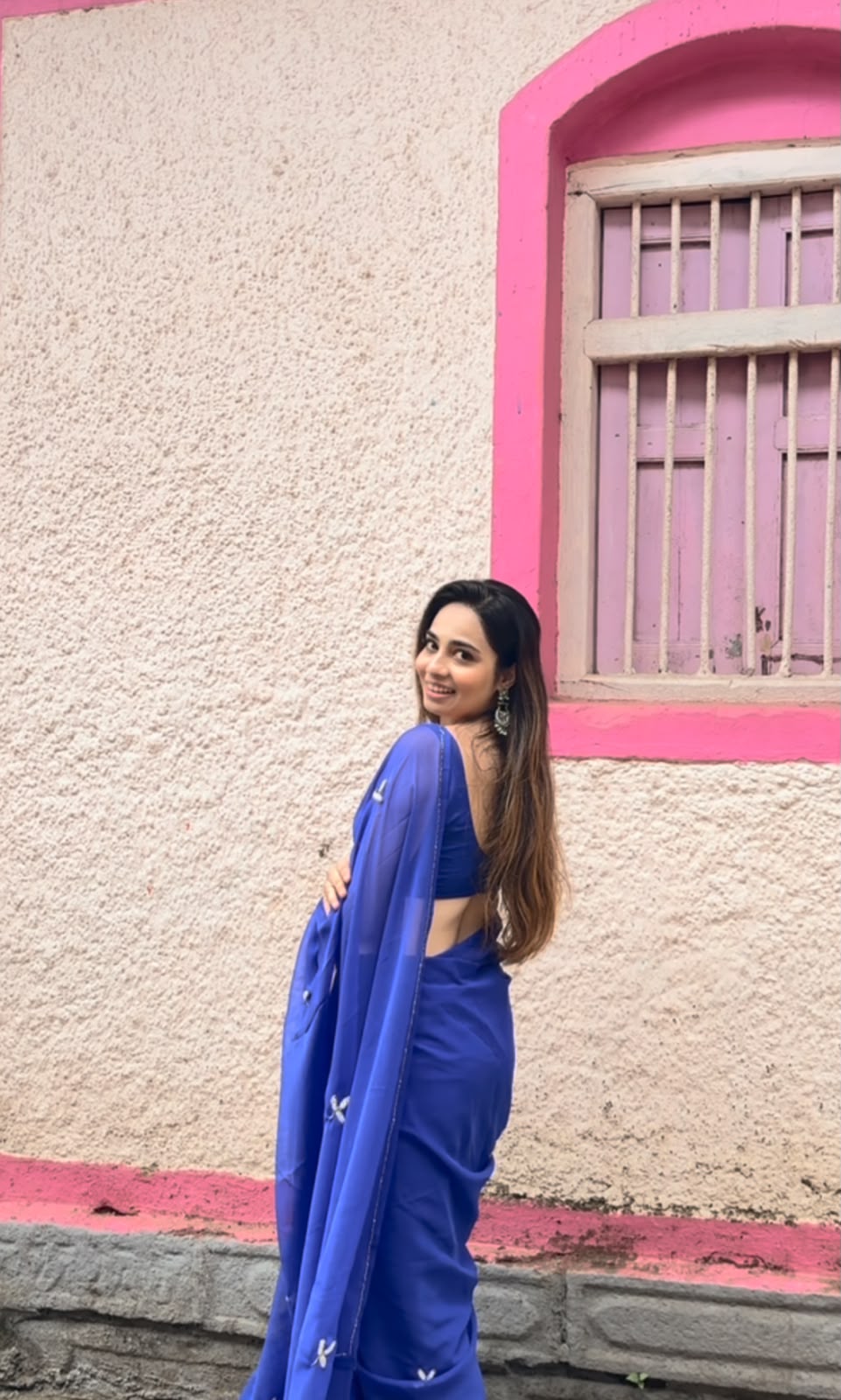 Anika's Soft Blue Chiffon saree -Indigo