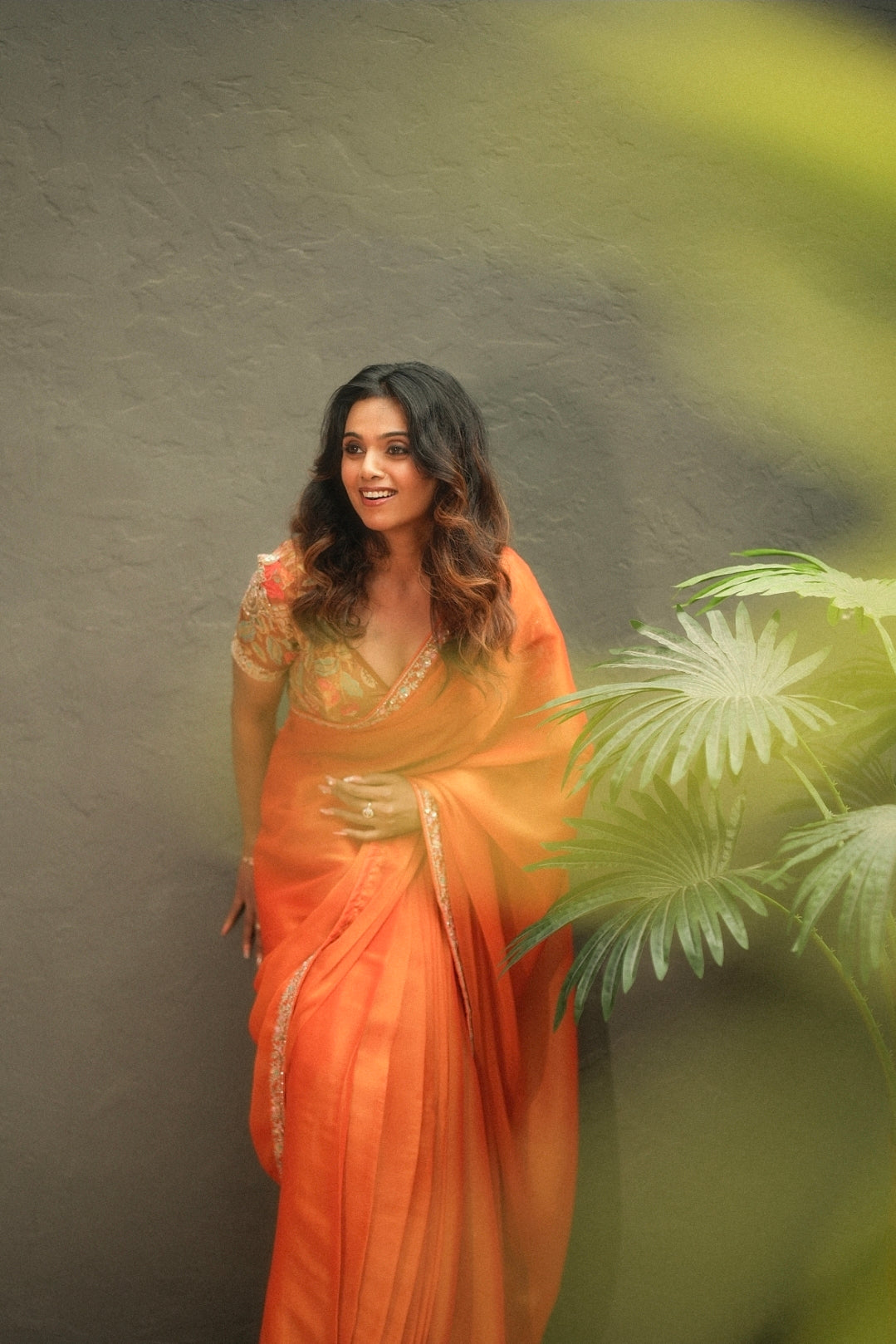 Anika's Cosmic Orange Designer Saree -Anaya Festive Edit A27